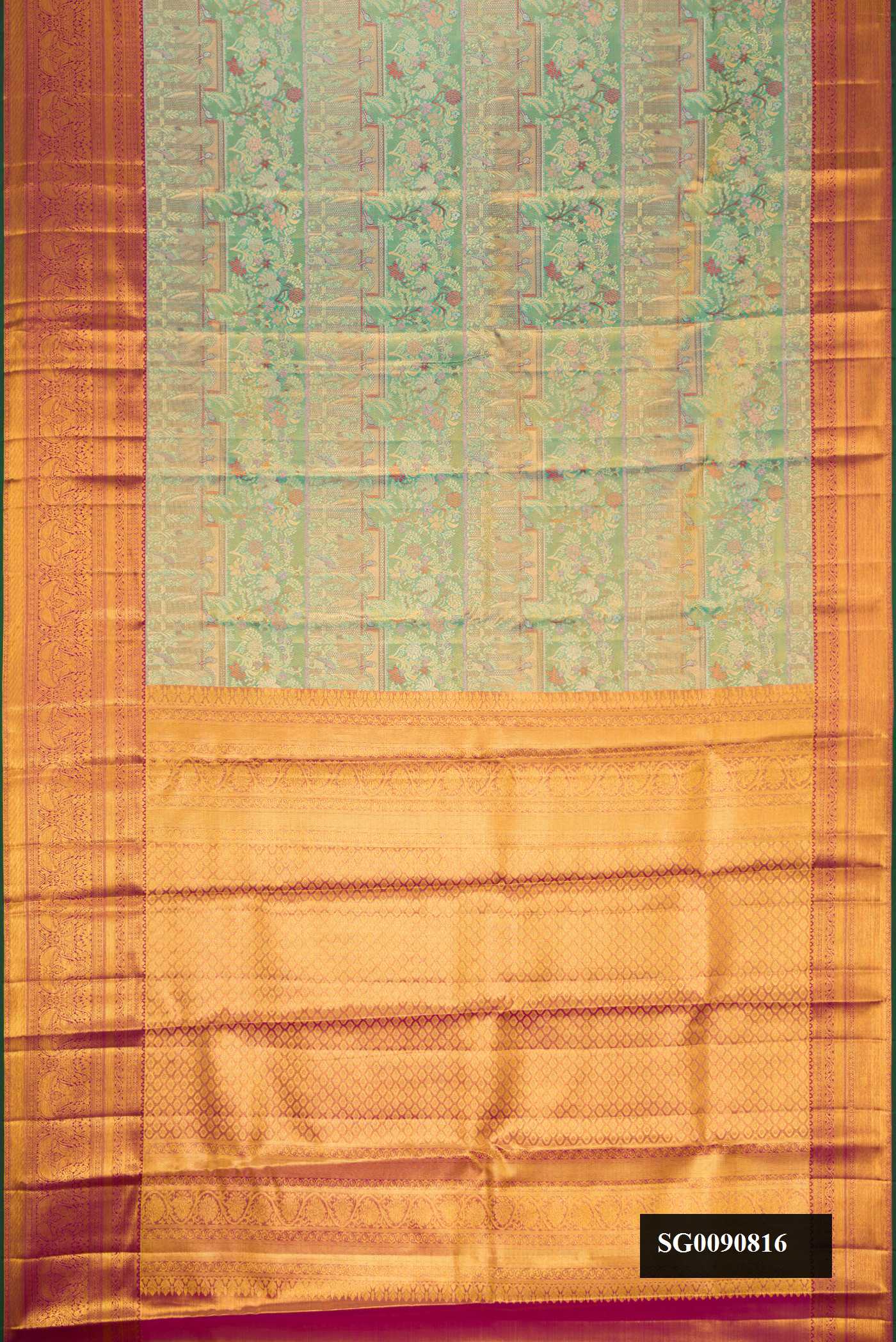 Pista Green Dual Tone Kanchipuram Tissue Silk Saree