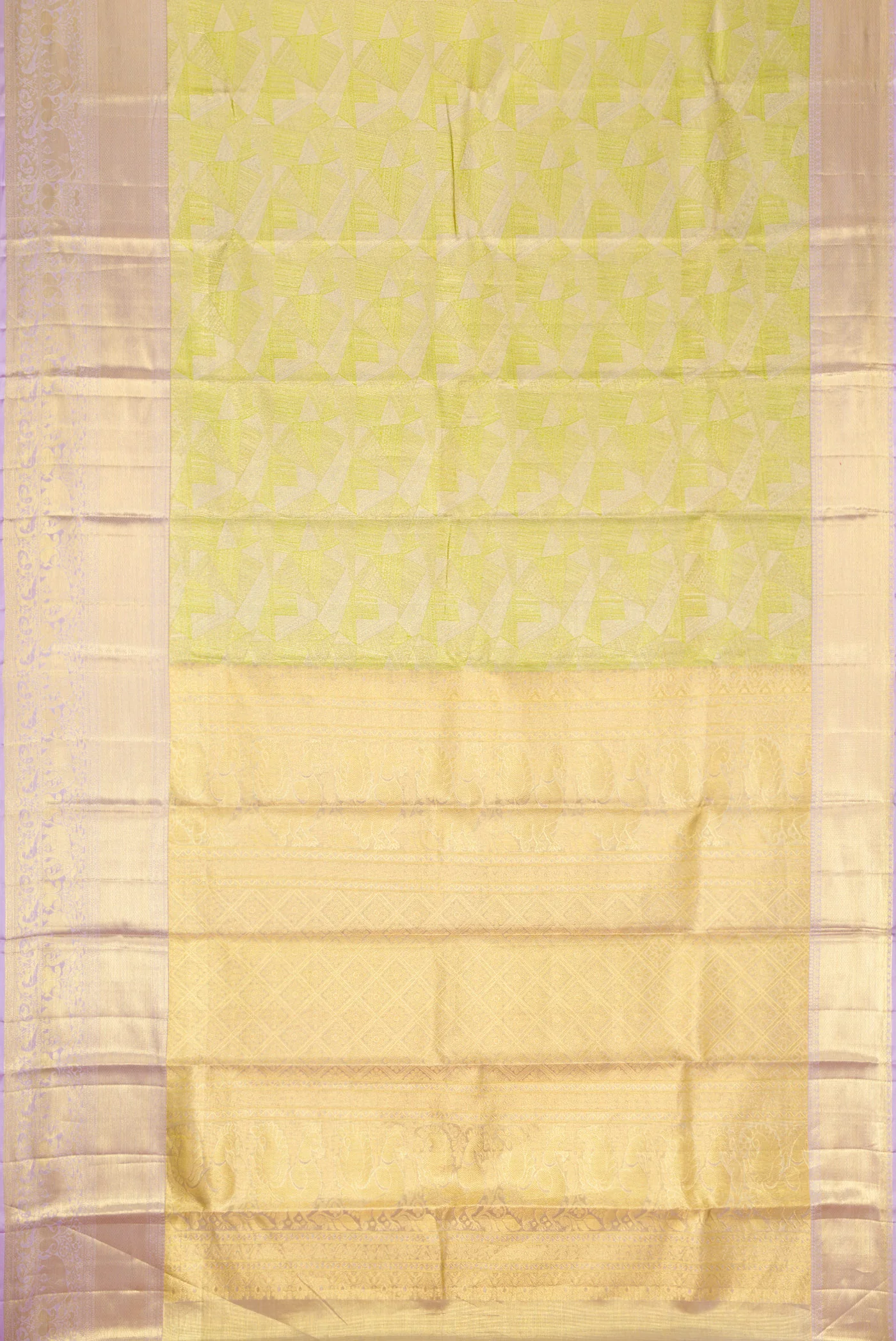 Pista Green Dual Tone Kanchipuram Tissue Silk Saree - Image 6