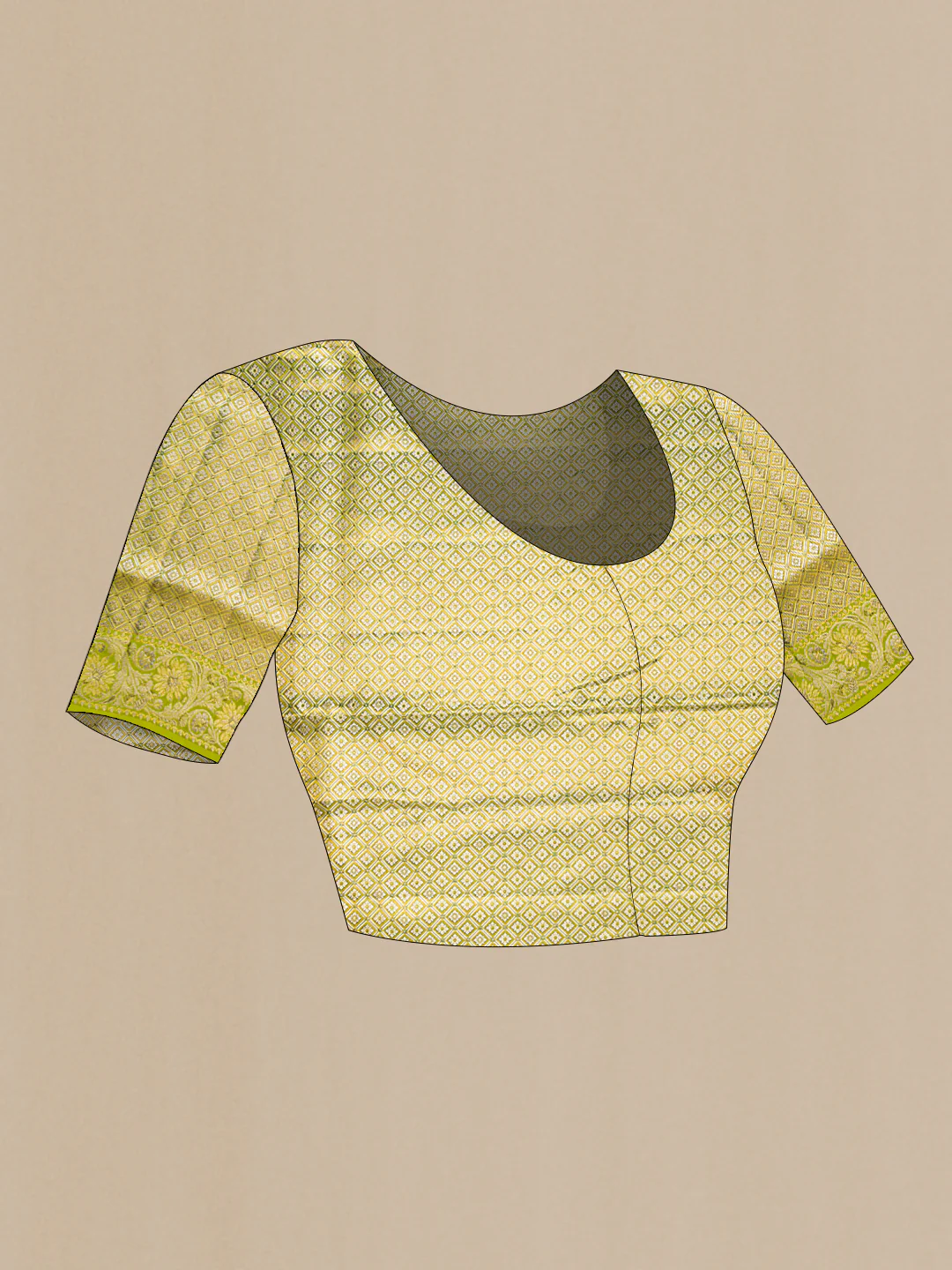 Pista Green Dual Tone Kanchipuram Tissue Silk Saree - Image 5