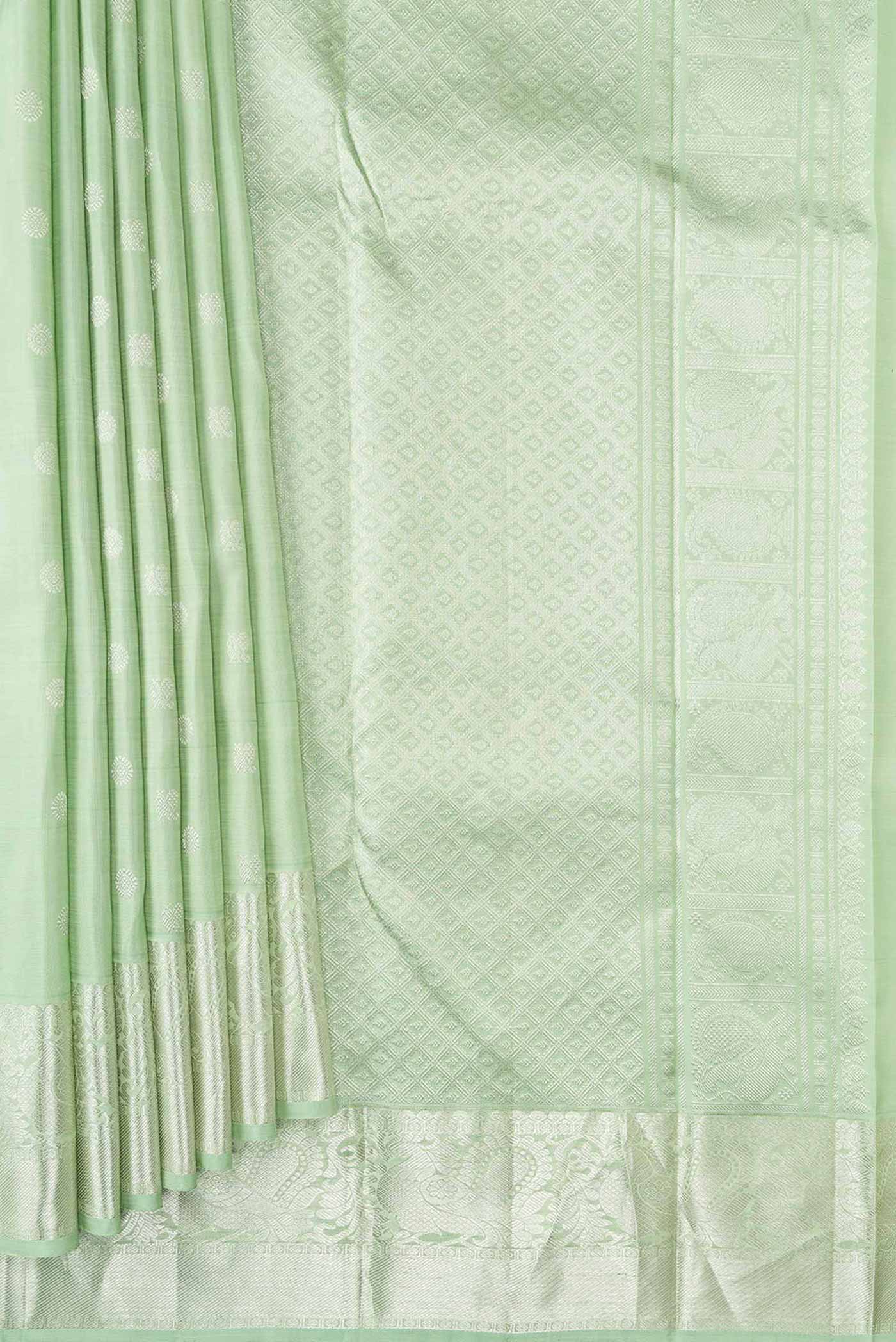 Mint Green Kanjivaram Silk Saree - Image 4