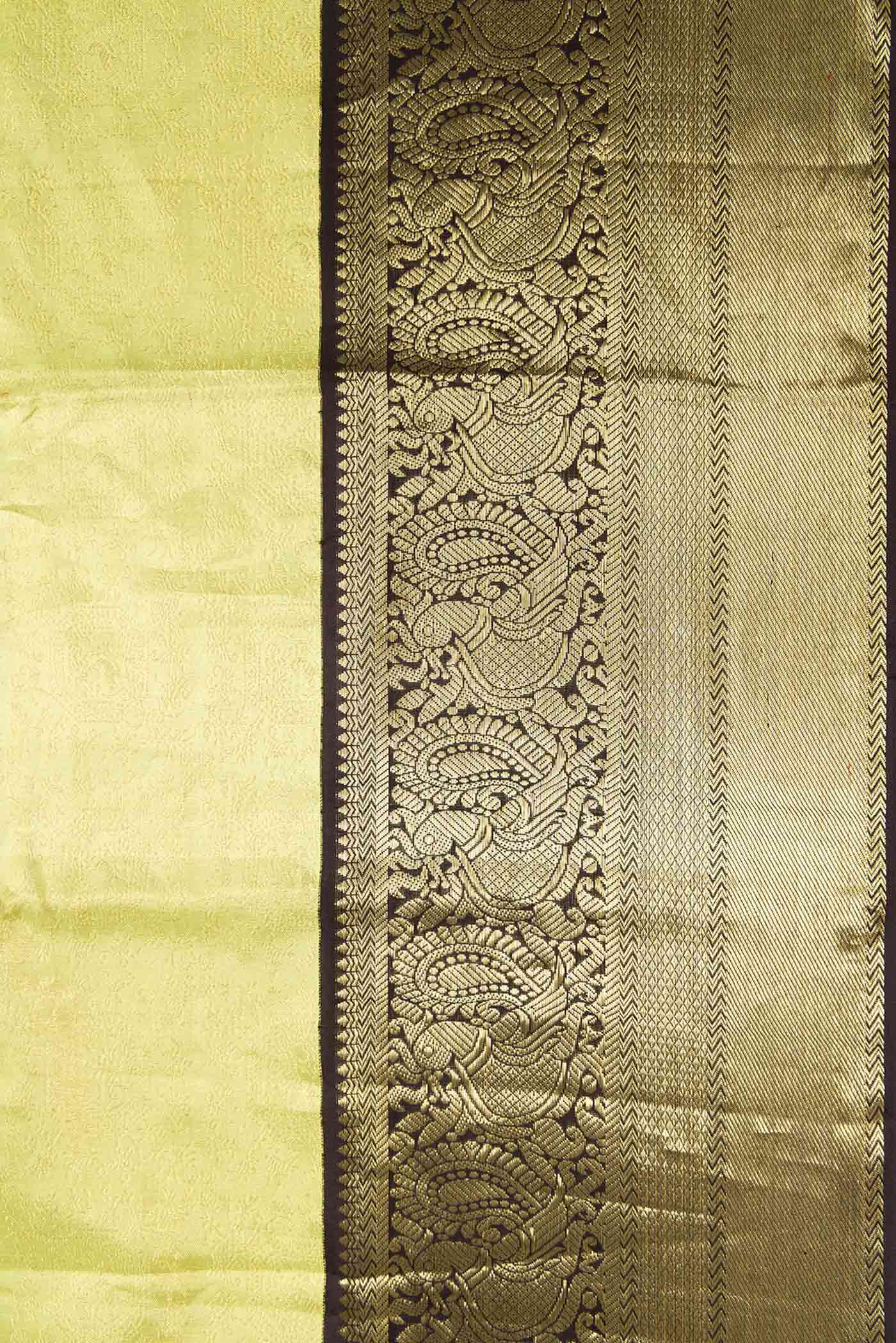 Lemon Yellow Kanjivaram Tissue Silk Saree - Image 3