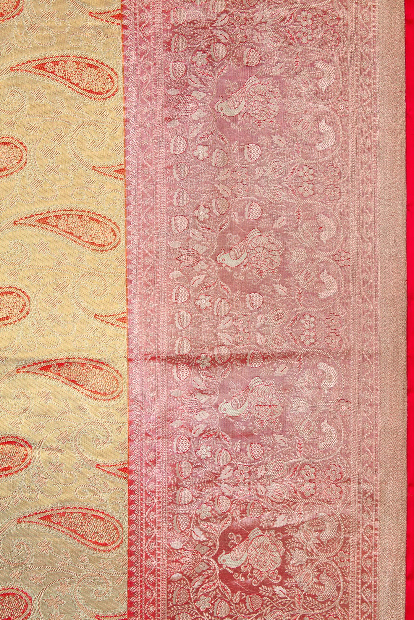 Gold with Mint Green Color Kanjivaram Tissue Silk Saree - Image 3