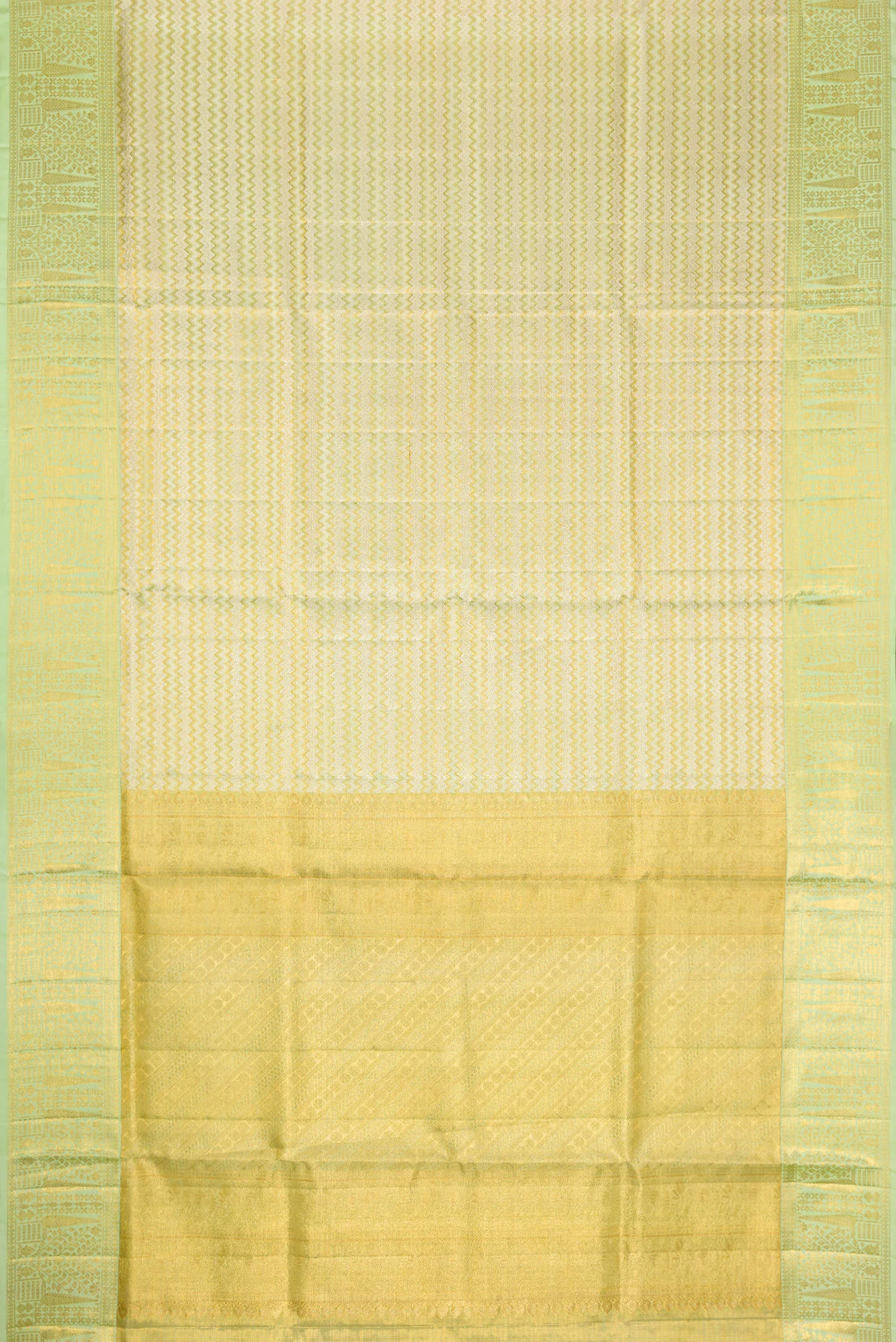 Pista Green Dual Tone Kanjivaram Tissue Silk Saree - Image 6