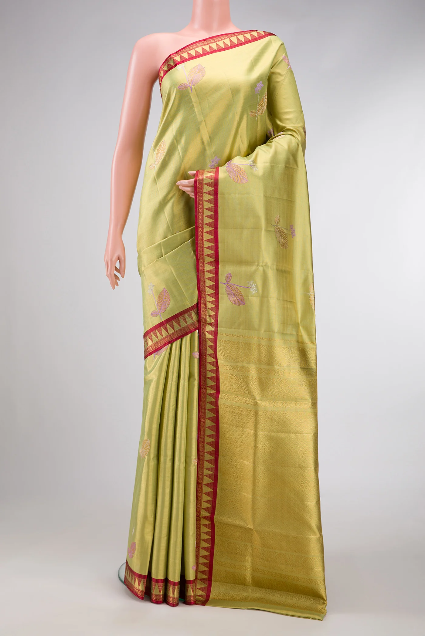 Gold with Light Green Color Kanjivaram Tissue Silk Saree