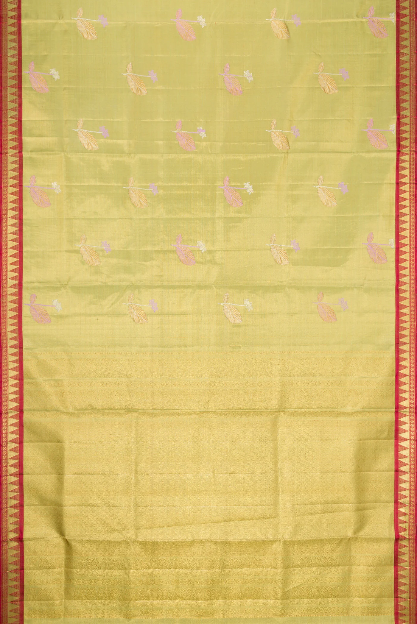 Gold with Light Green Color Kanjivaram Tissue Silk Saree - Image 6