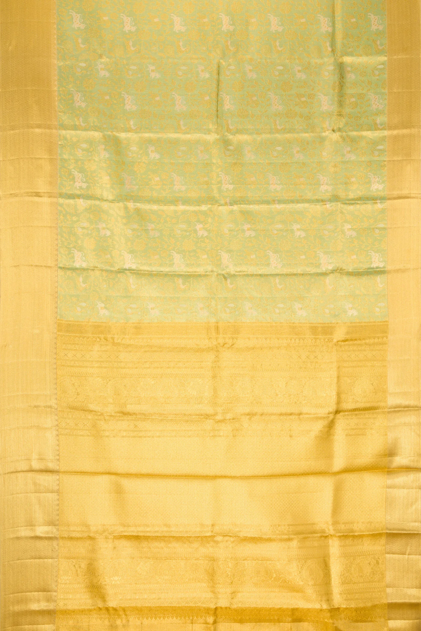 Pista Green Dual Tone Kanjivaram Tissue Silk Saree - Image 6