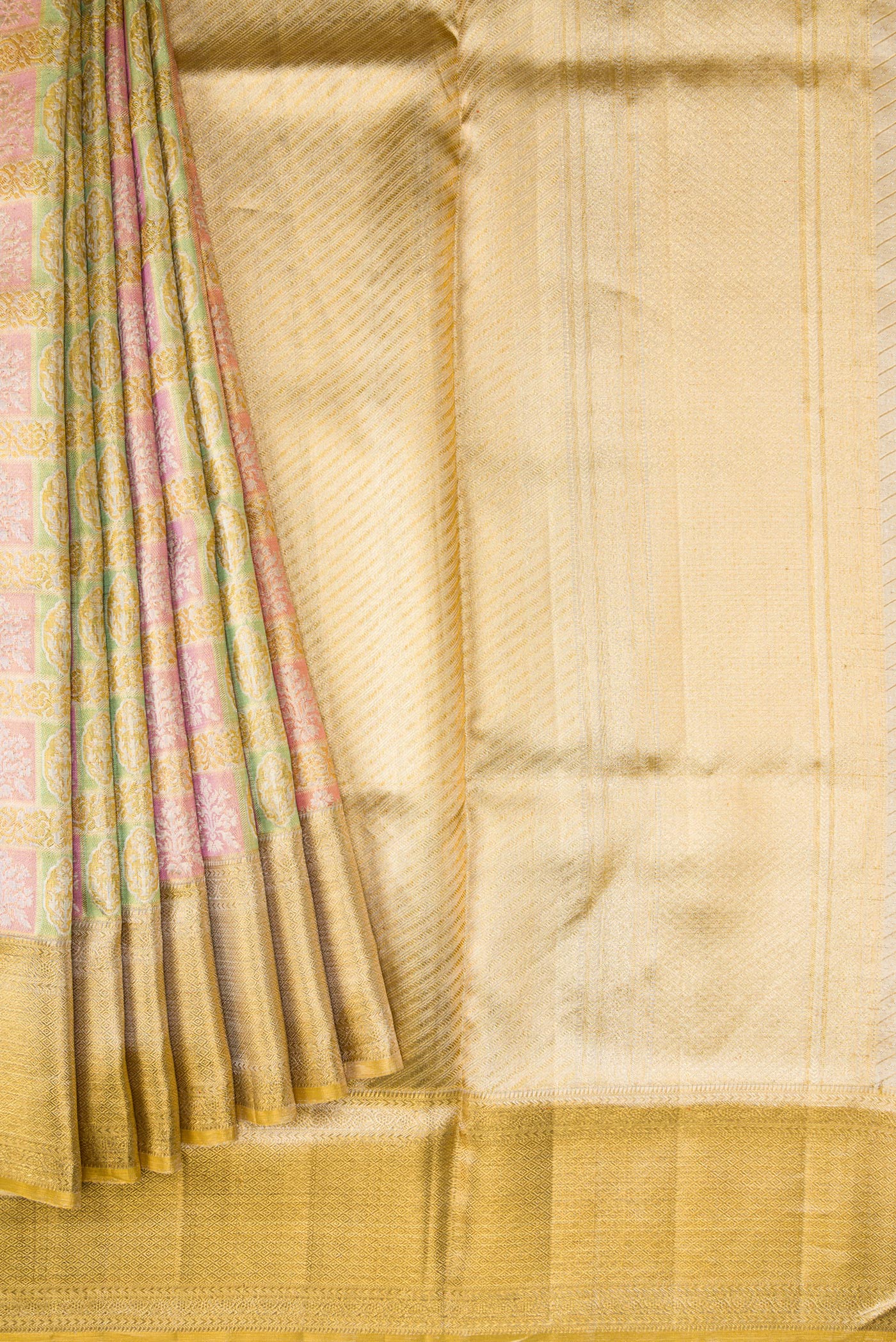 Multi Color Kanjivaram Tissue Silk Saree - Image 4