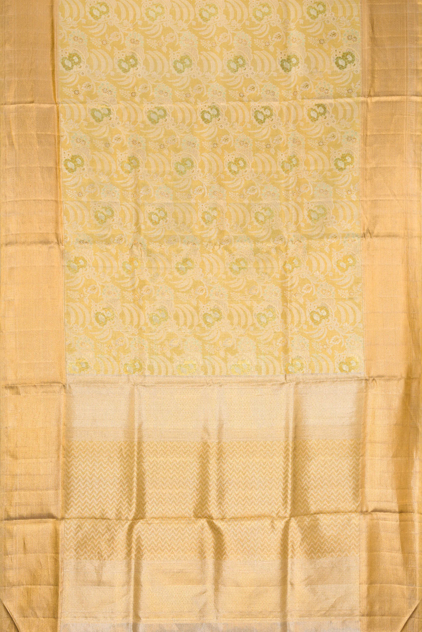 Gold Dual Tone Kanjivaram Tissue Silk Saree - Image 6