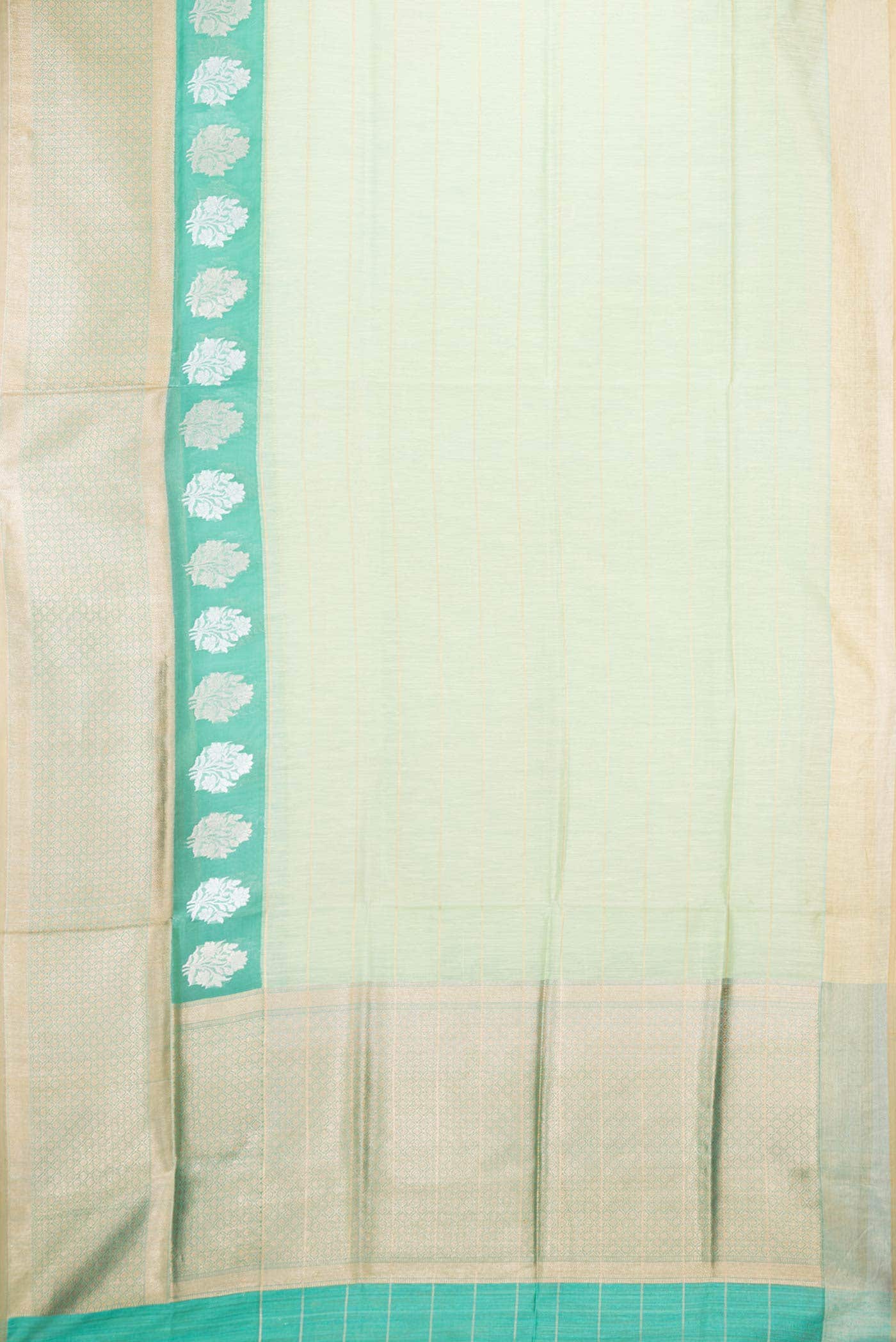 Pista Green Dual Tone Linen Saree - Image 4