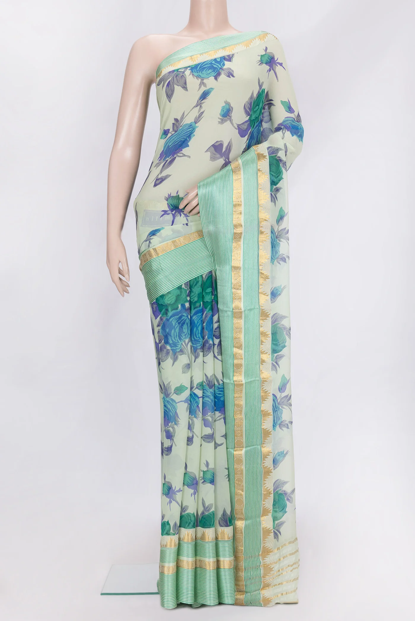 Light Green Mysore Chiffon Saree