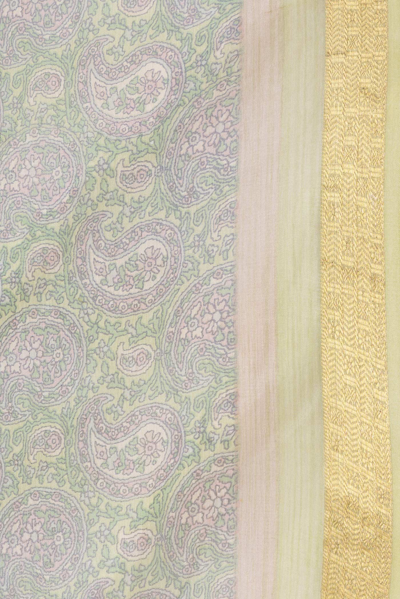 Green Mysore Chiffon Saree - Image 3