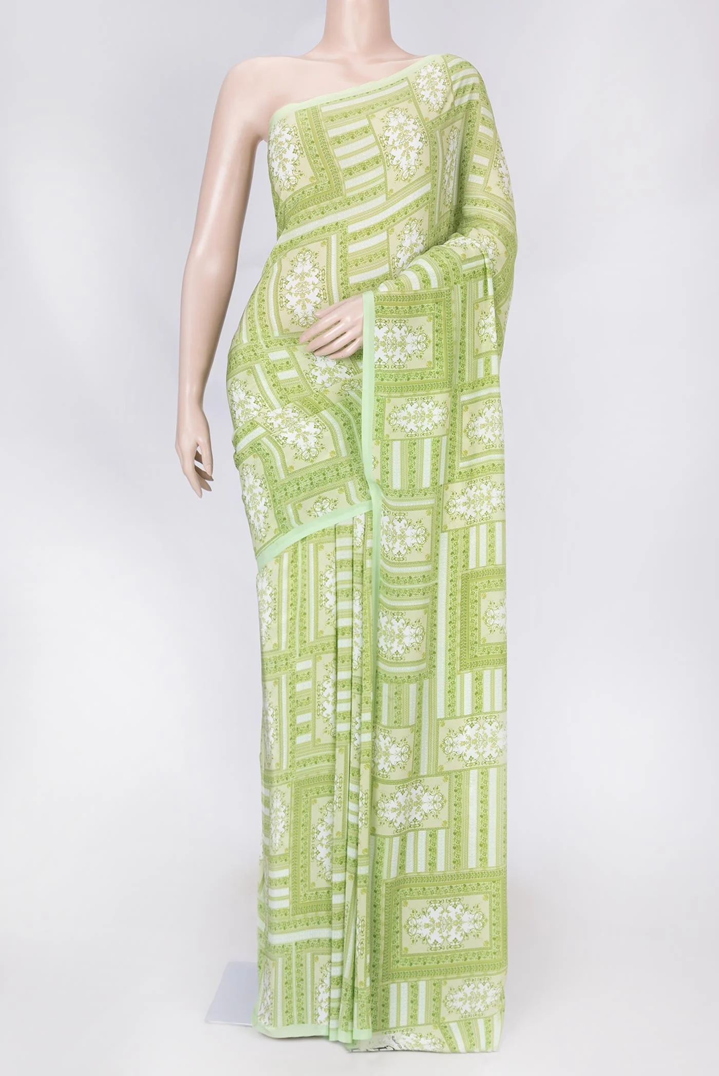 Pista Green Dual Tone Mysore Crepe Saree