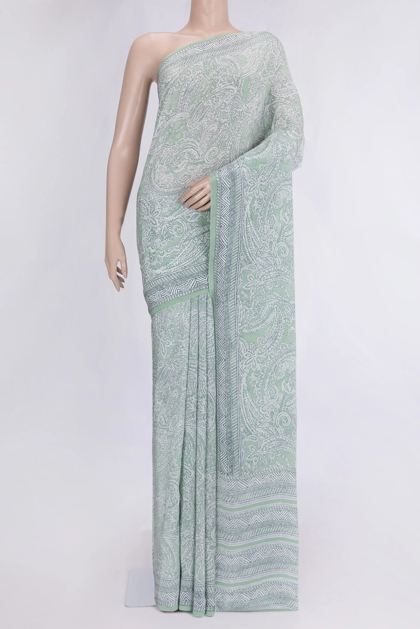 Light Green Dual Tone Mysore Crepe Saree