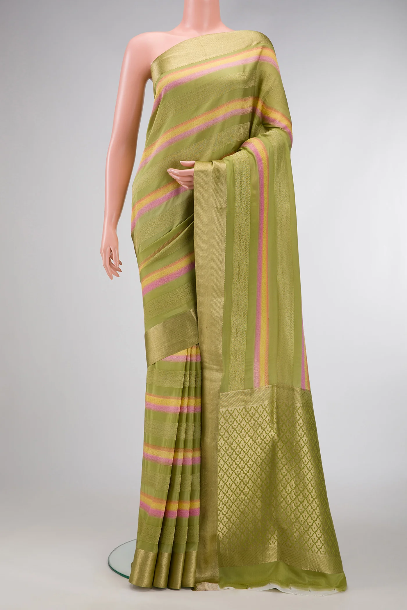 Pista Green Mysore Crepe Saree