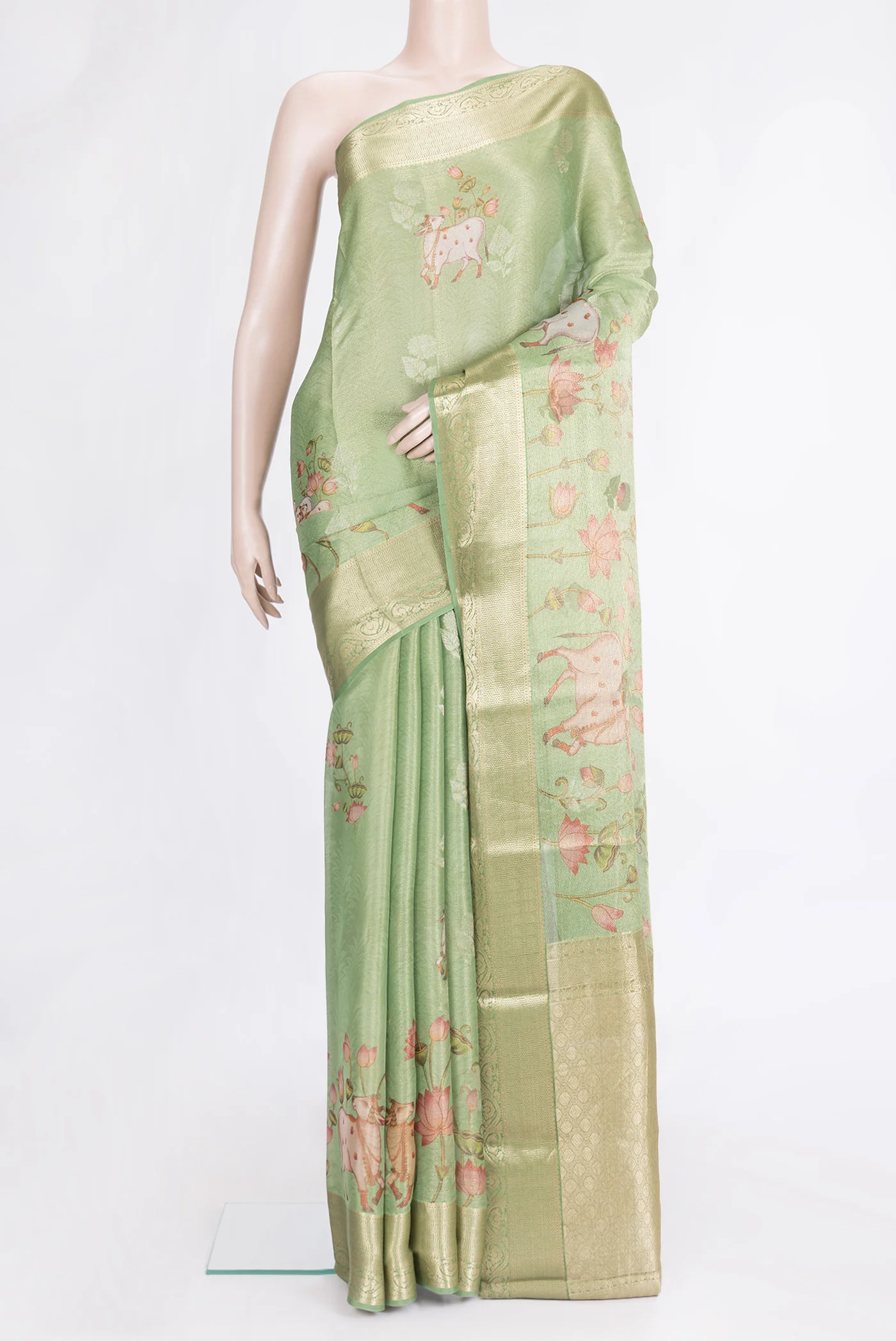Pista Green Mysore Crepe Saree