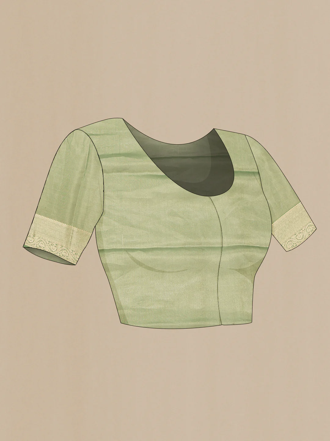 Pista Green Mysore Crepe Saree - Image 5