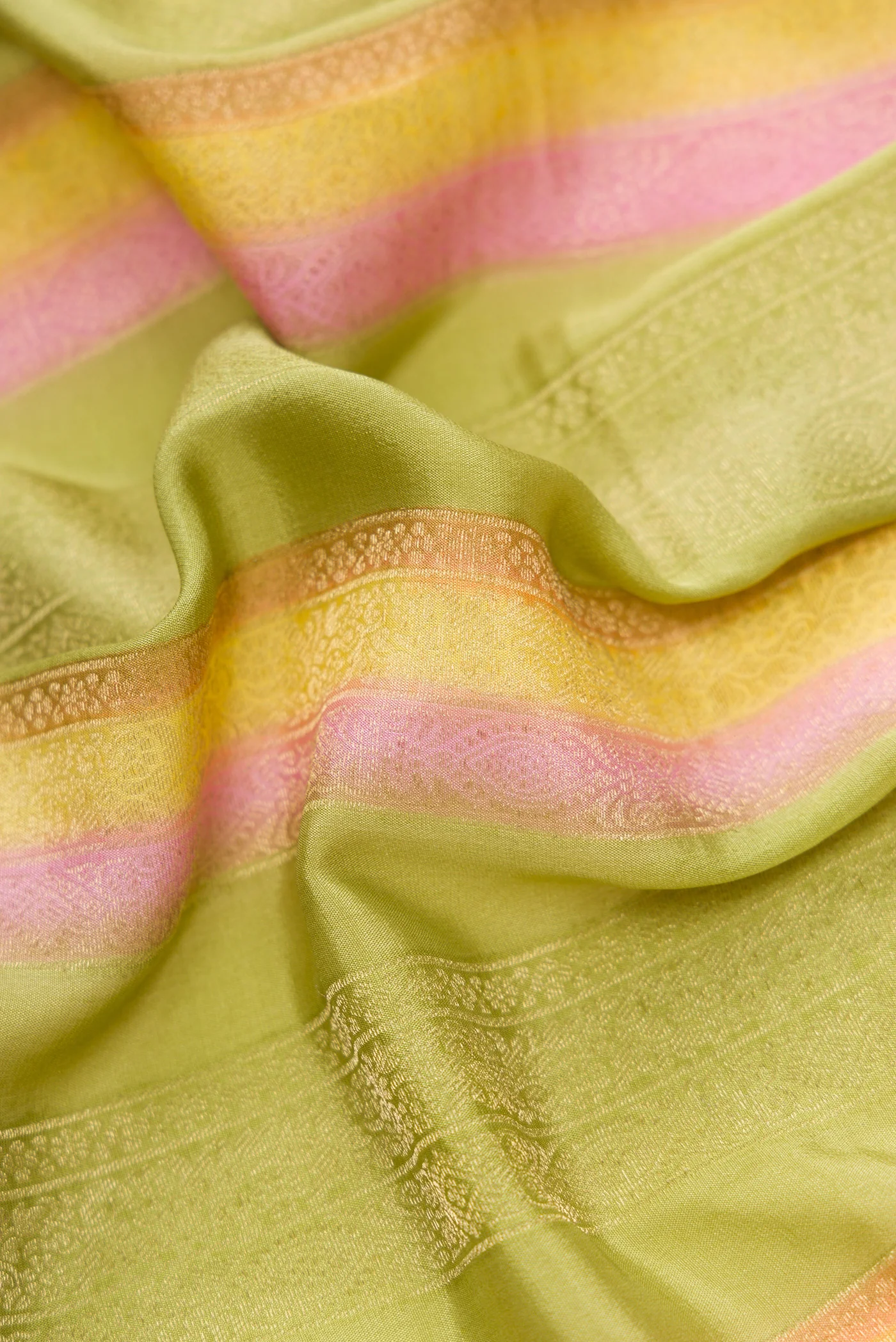 Pista Green Mysore Crepe Saree - Image 2