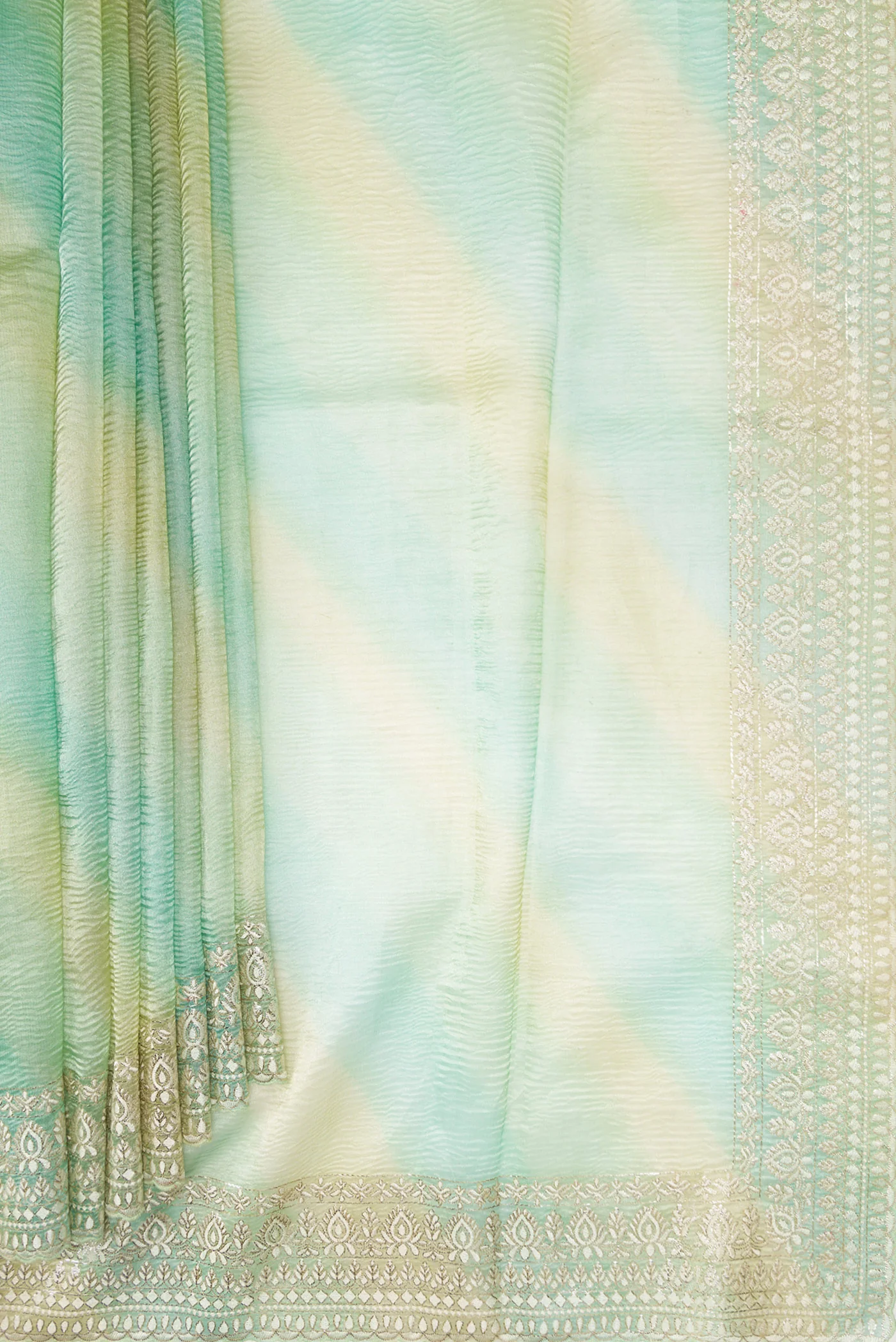 Light  Blue and Gold Color Organza Silk Saree - Image 4