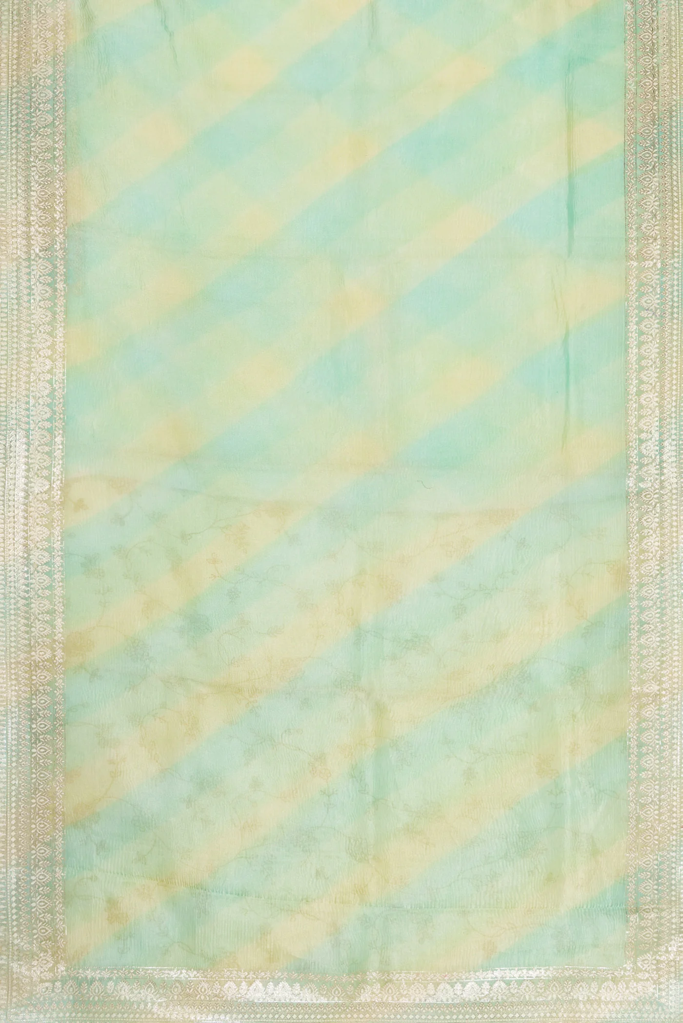 Light  Blue and Gold Color Organza Silk Saree - Image 6