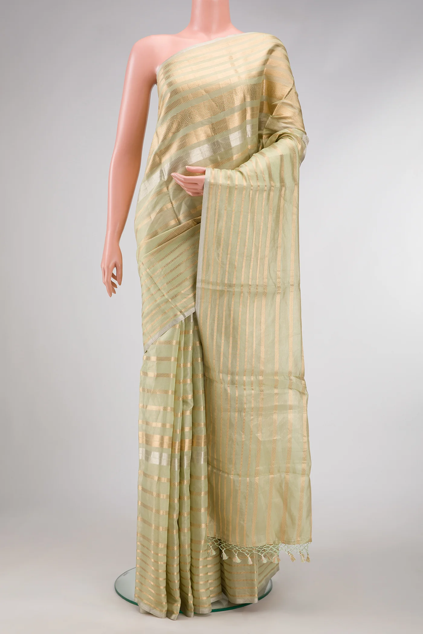 Pista Green Organza Silk Saree