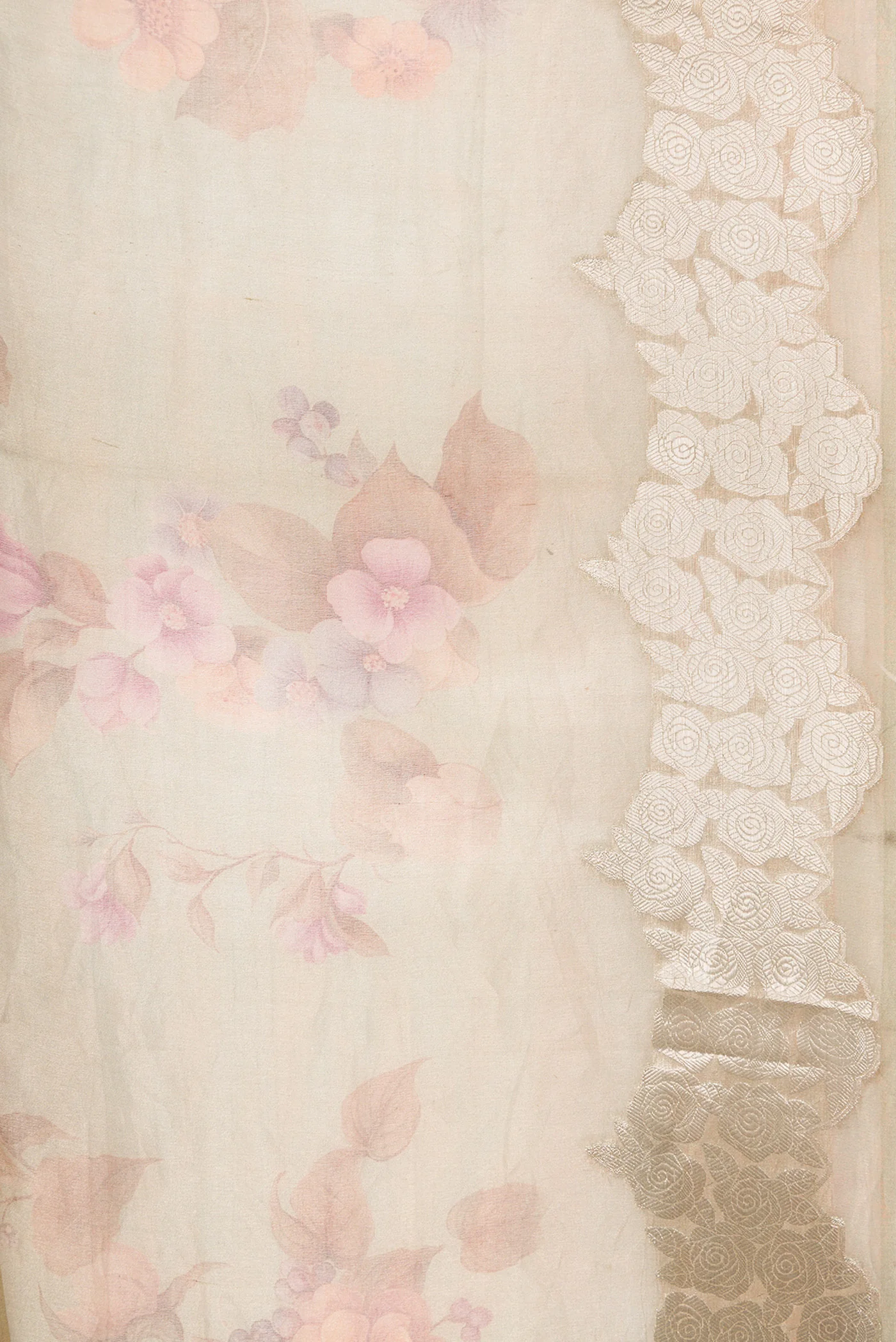 Rose Gold Dual Tone Organza Silk Saree - Image 3
