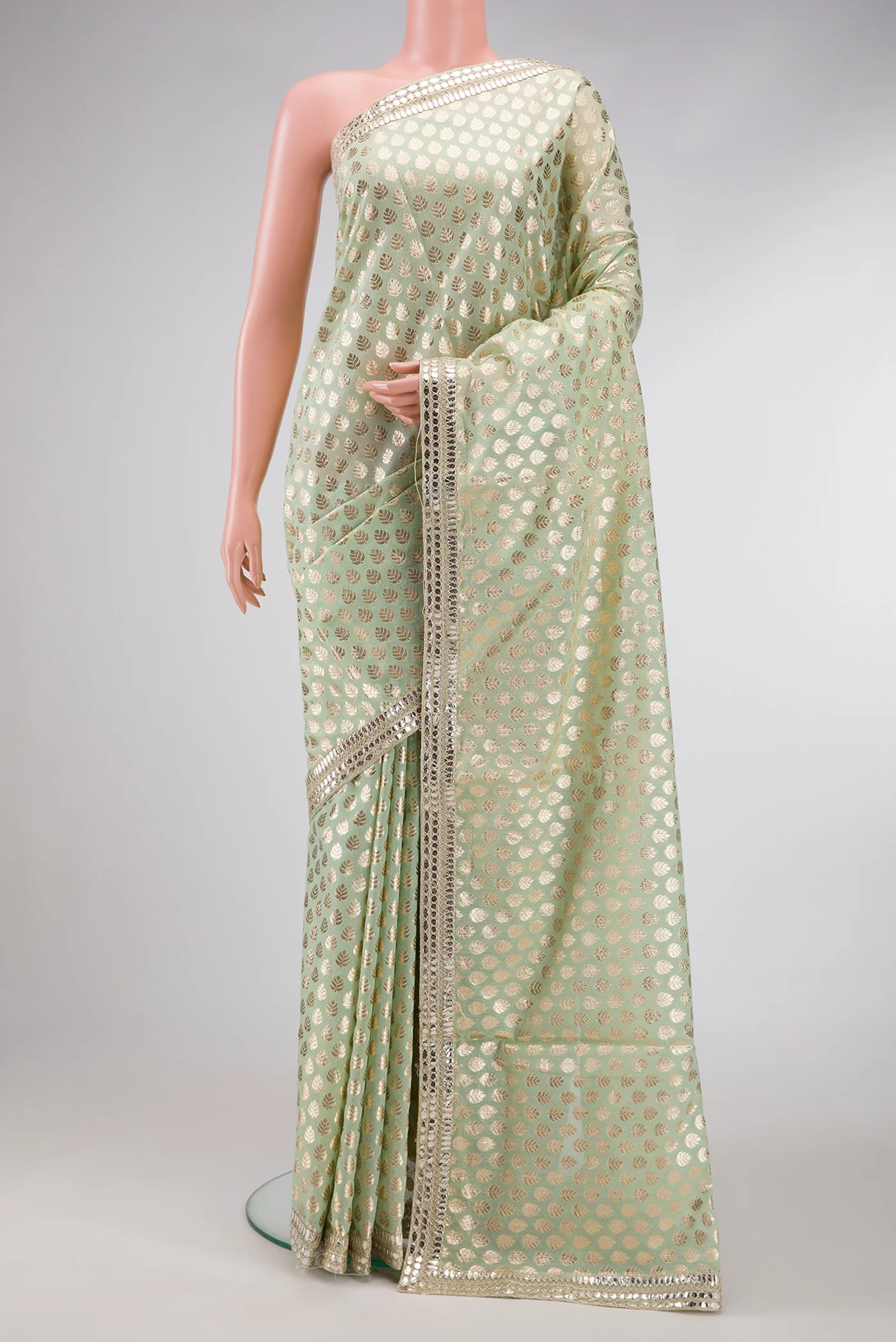 Pista Green Organza Silk Saree