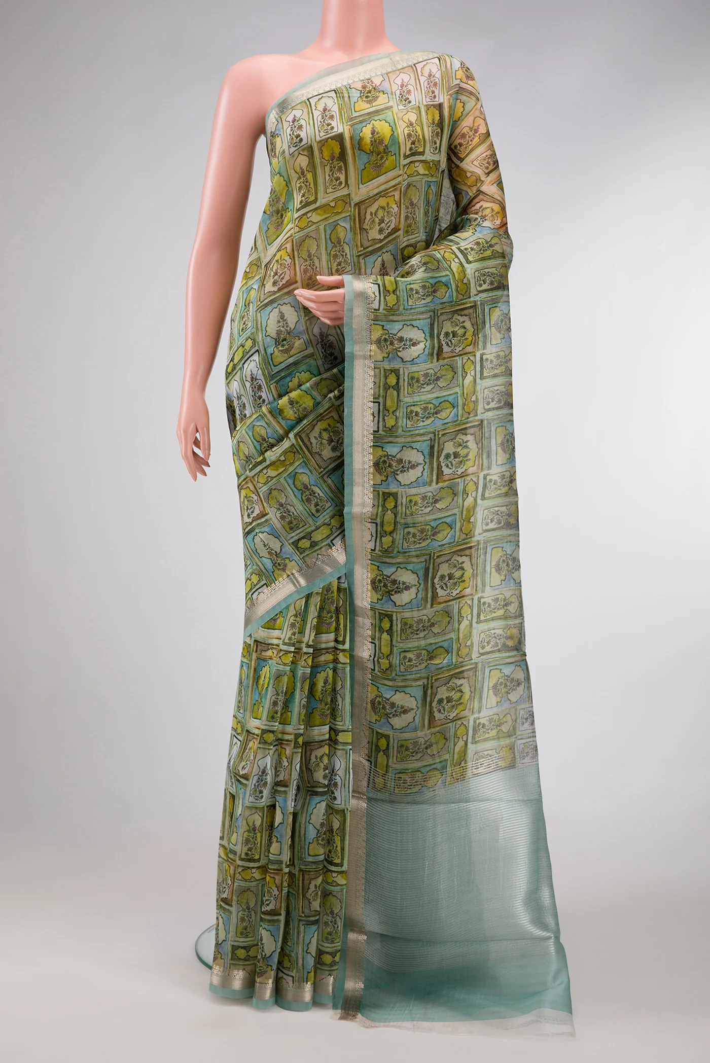 Multi Color Organza Silk Saree