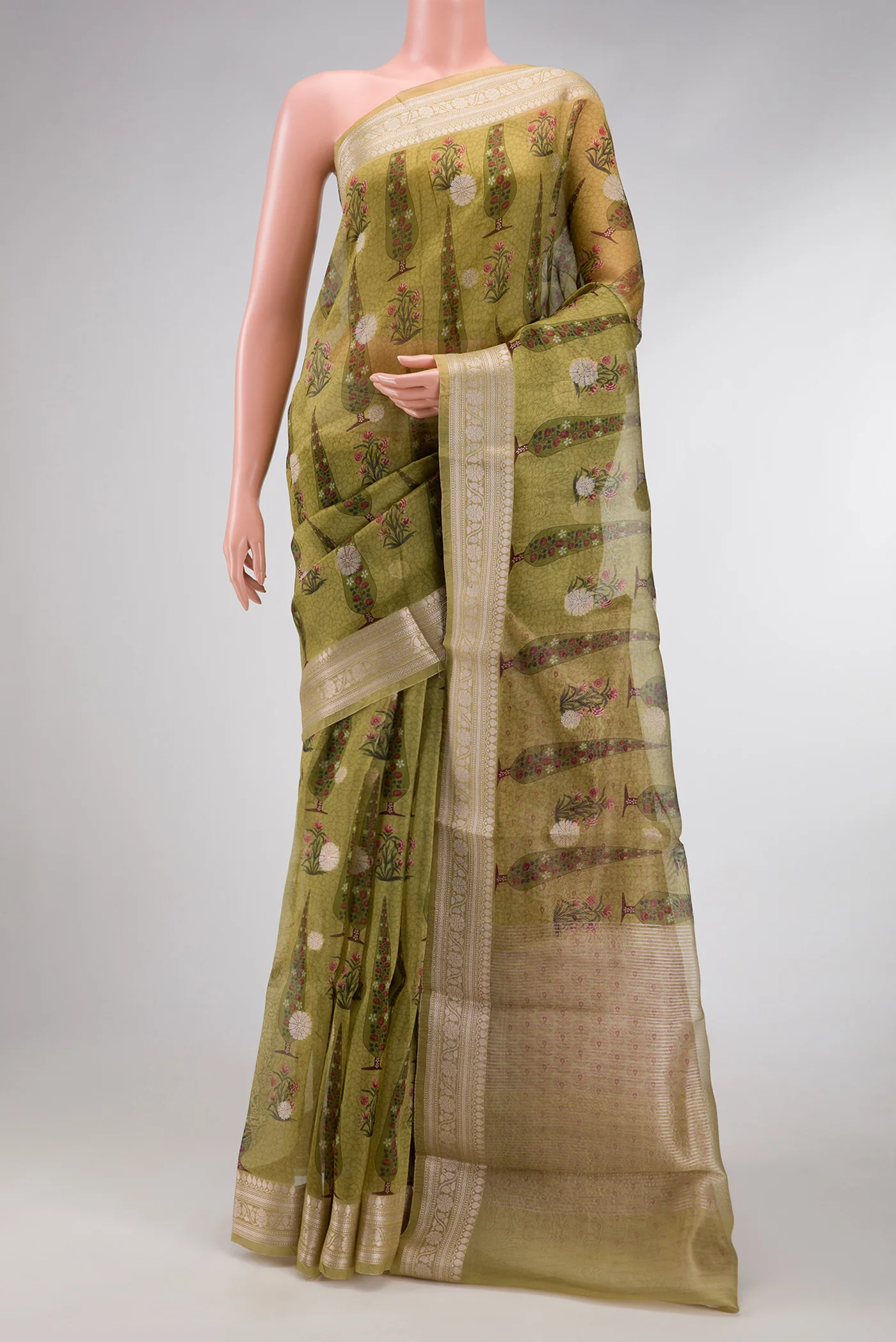 Green Organza Silk Saree