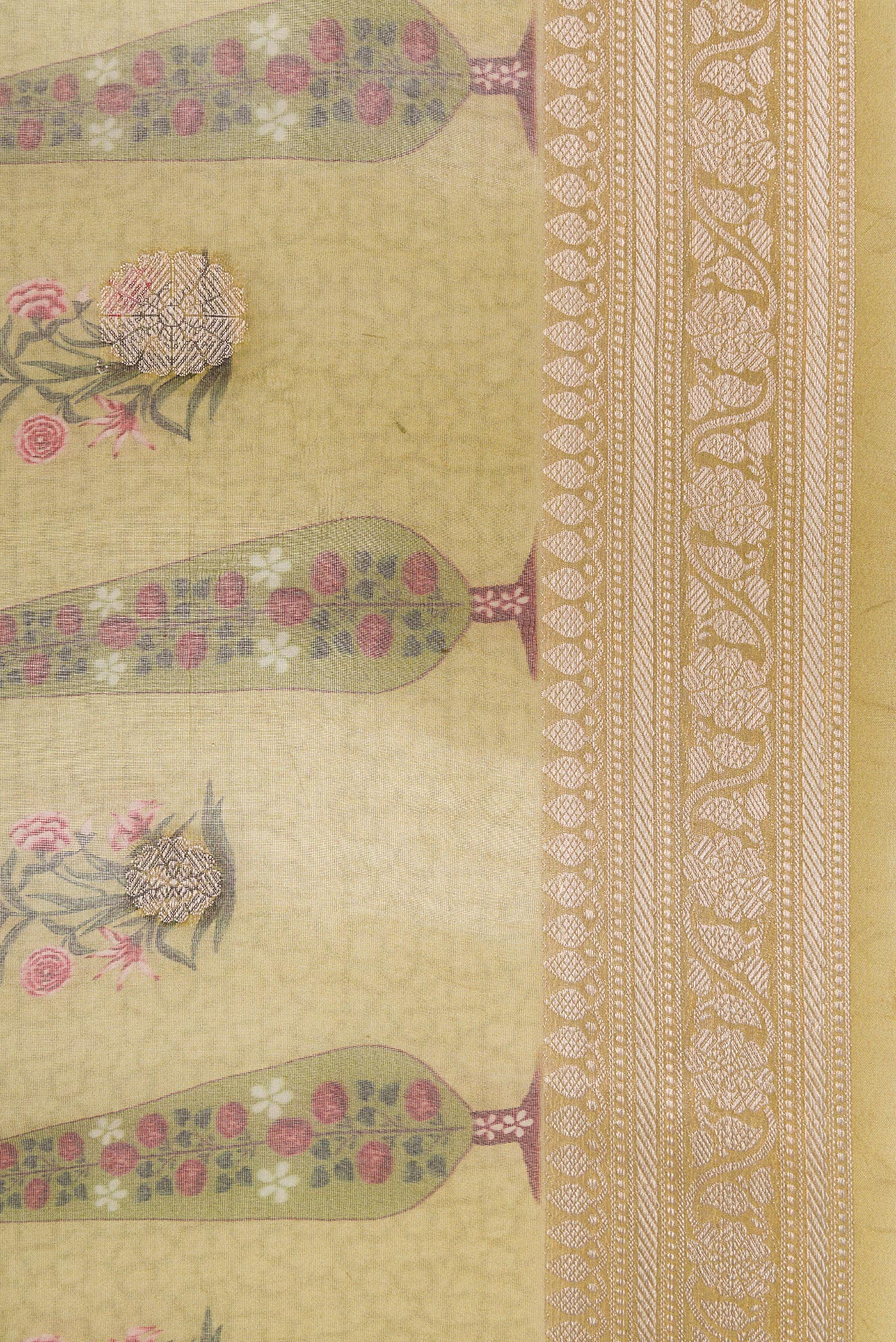 Green Organza Silk Saree - Image 3