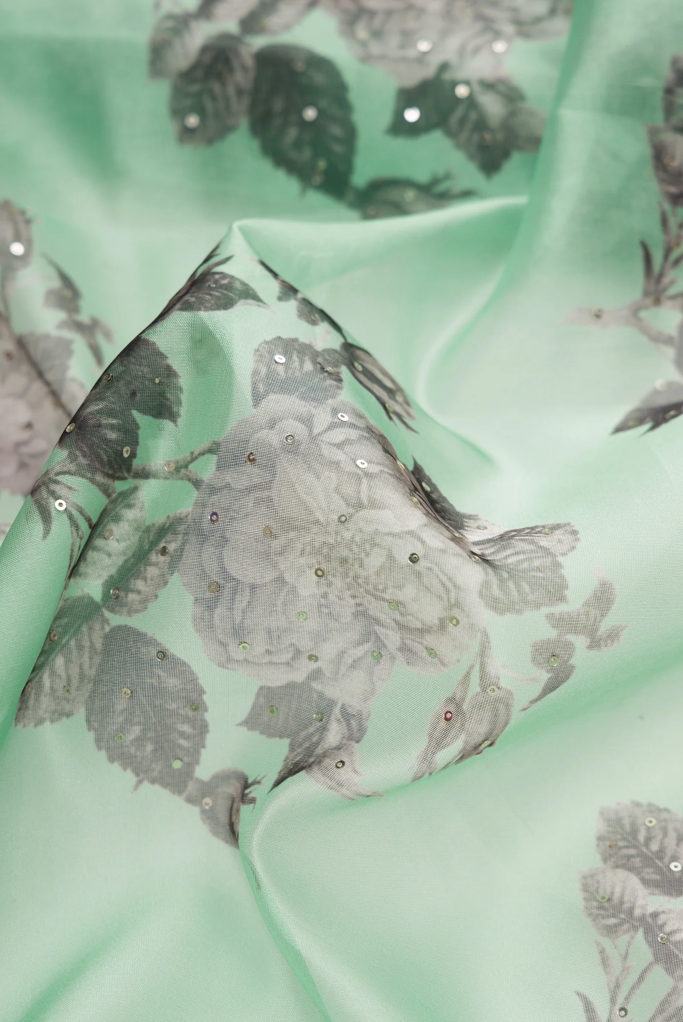 Sea Green Organza Silk Saree - Image 2
