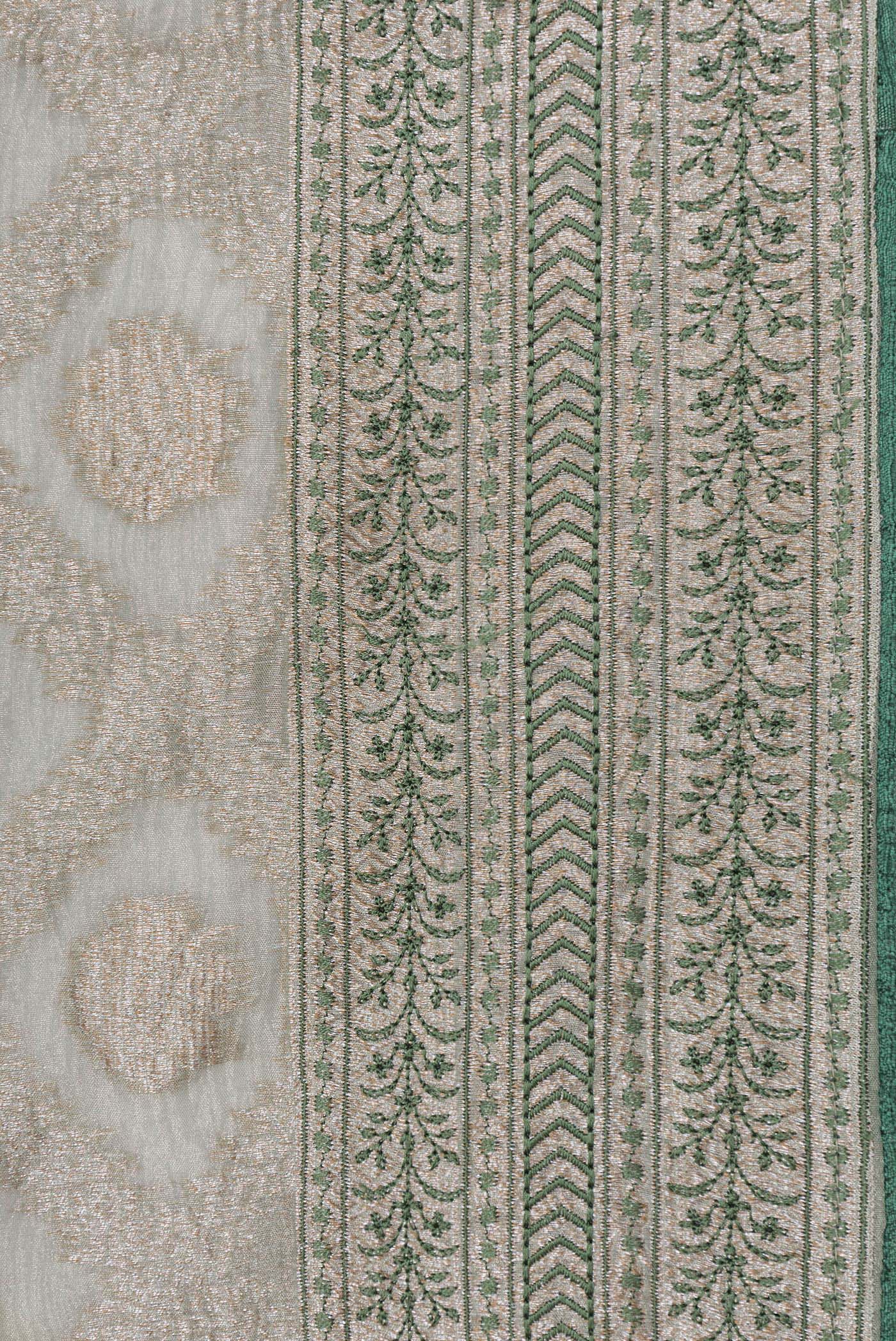Silver Dual Tone Organza Silk Saree - Image 3
