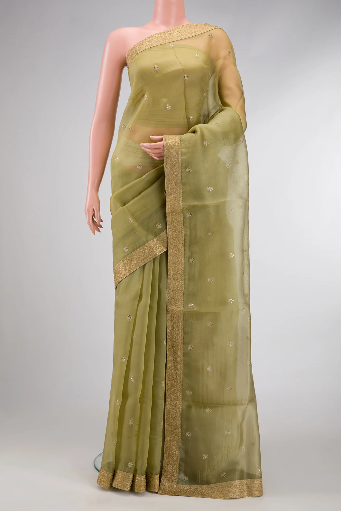 Green Organza Silk Saree