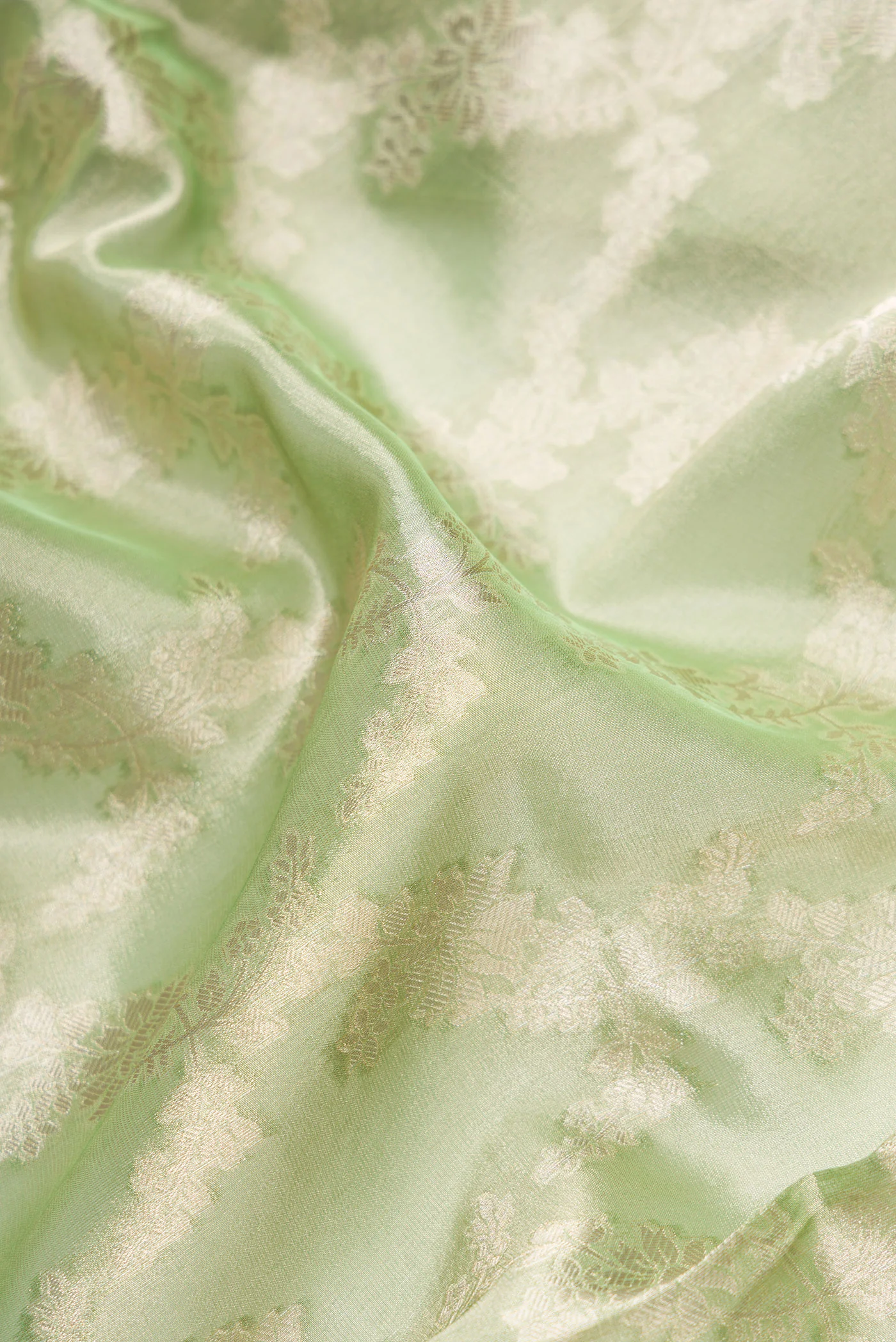 Light Green Tissue Silk Saree - Image 2