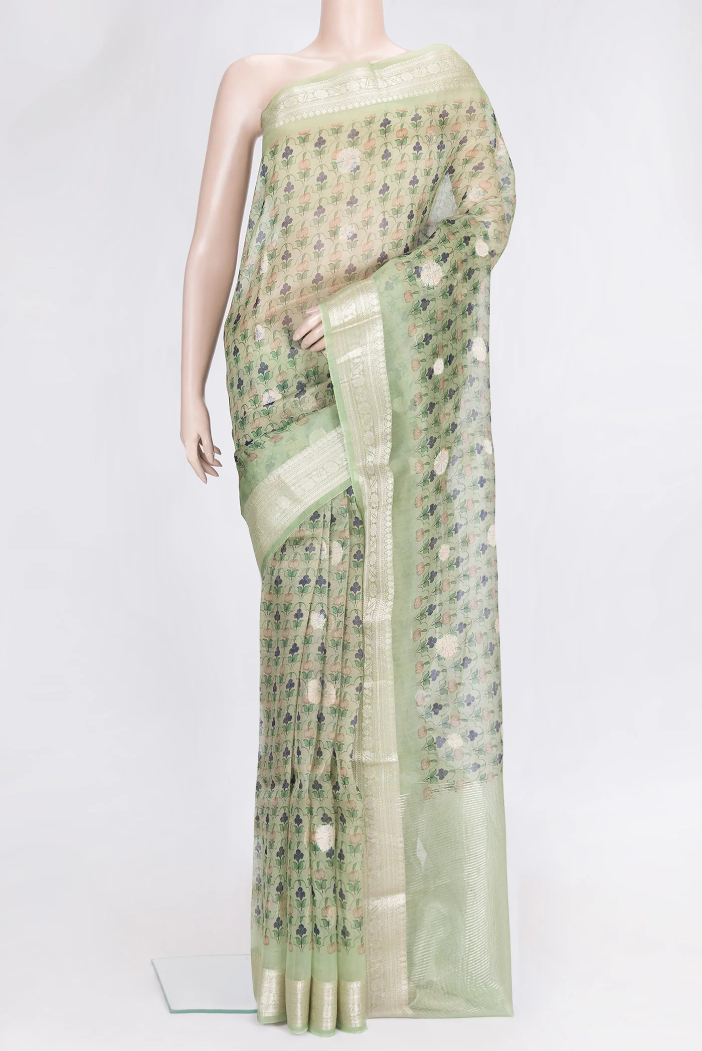 Sage Green Organza Silk Saree