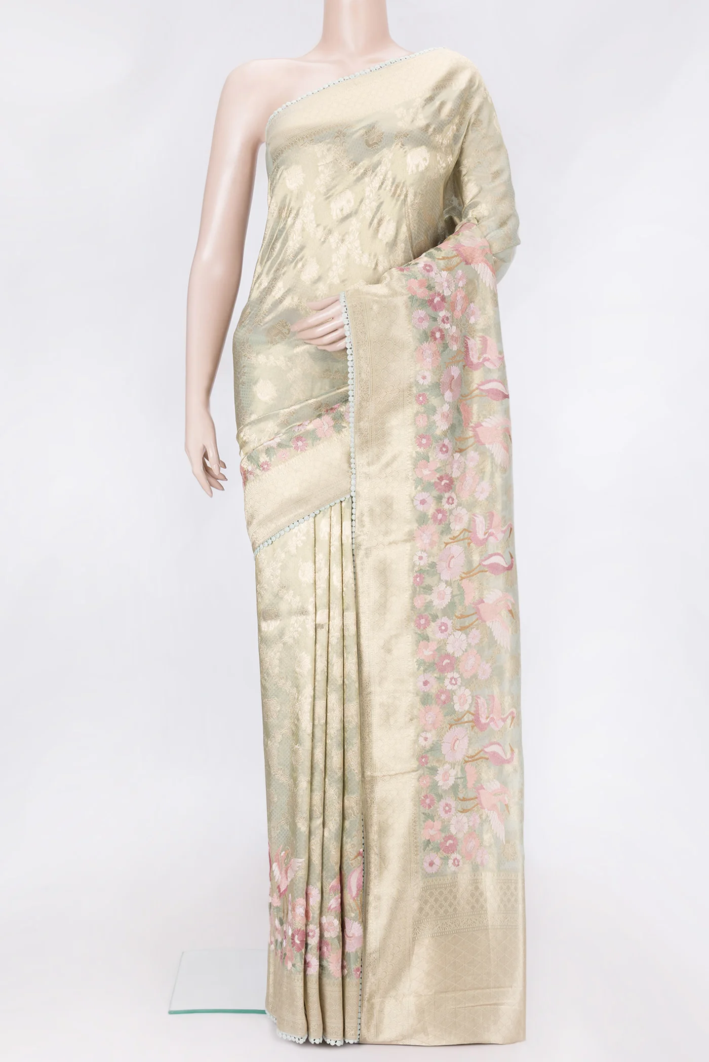 Pista Green Organza Silk Saree