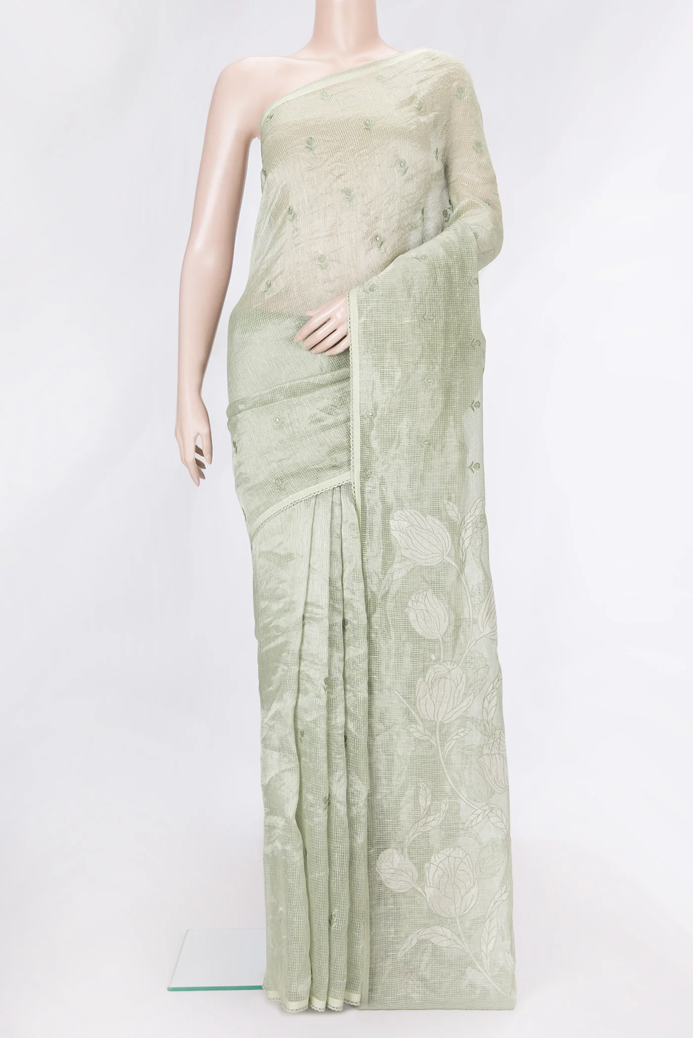 Pista Green Organza Silk Saree