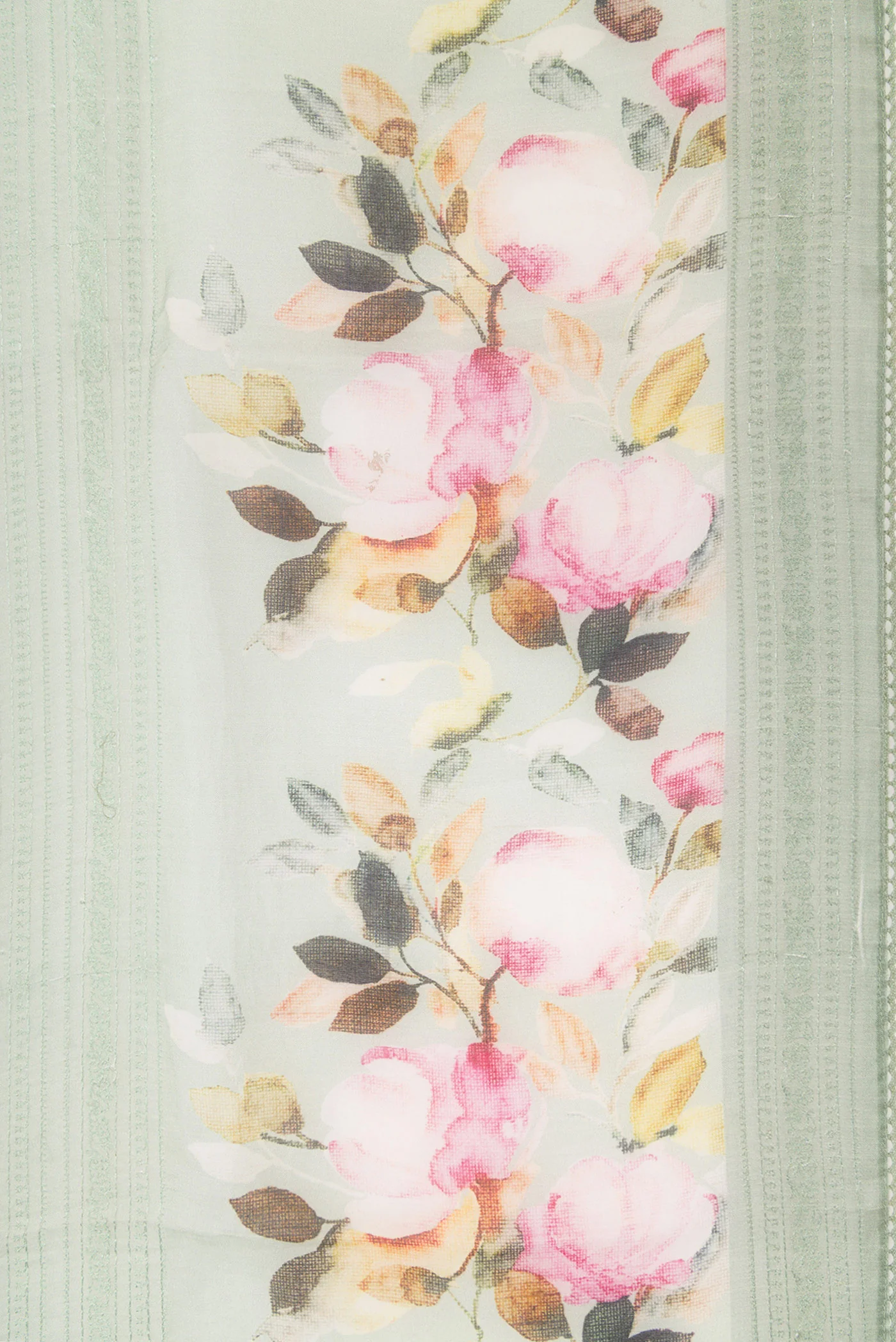 Sage Green Organza Silk Saree - Image 3