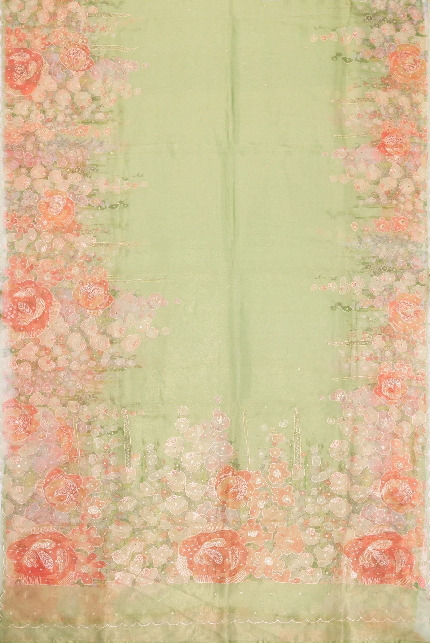 Pista Green Dual Tone Organza Silk Saree - Image 6