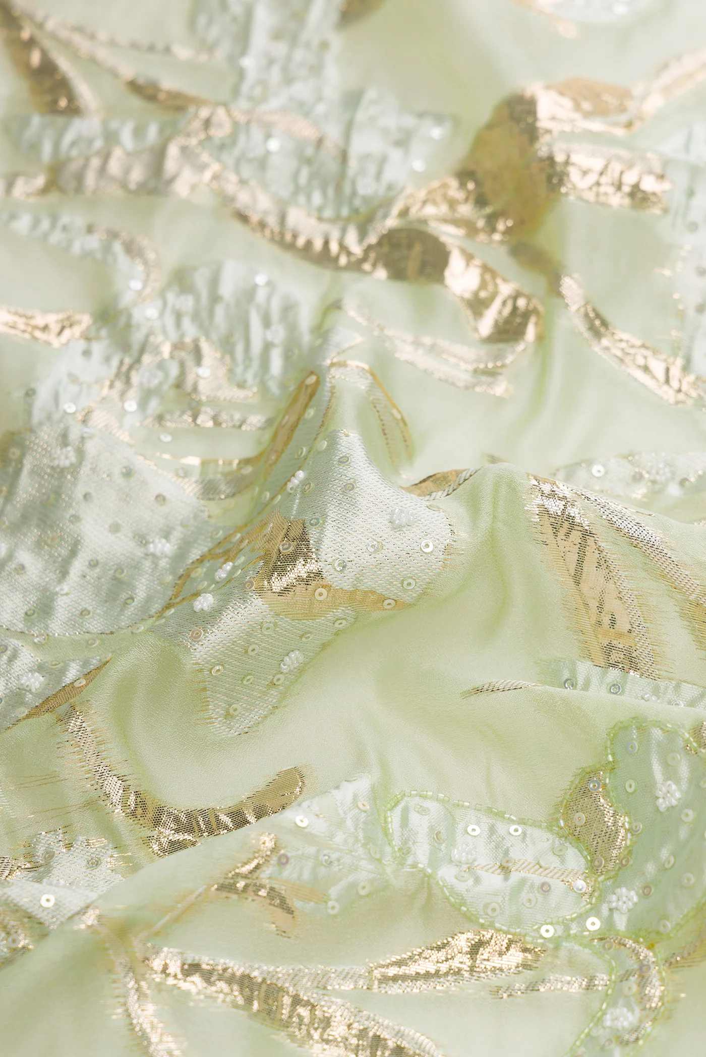 Light Green Organza Silk Saree - Image 3