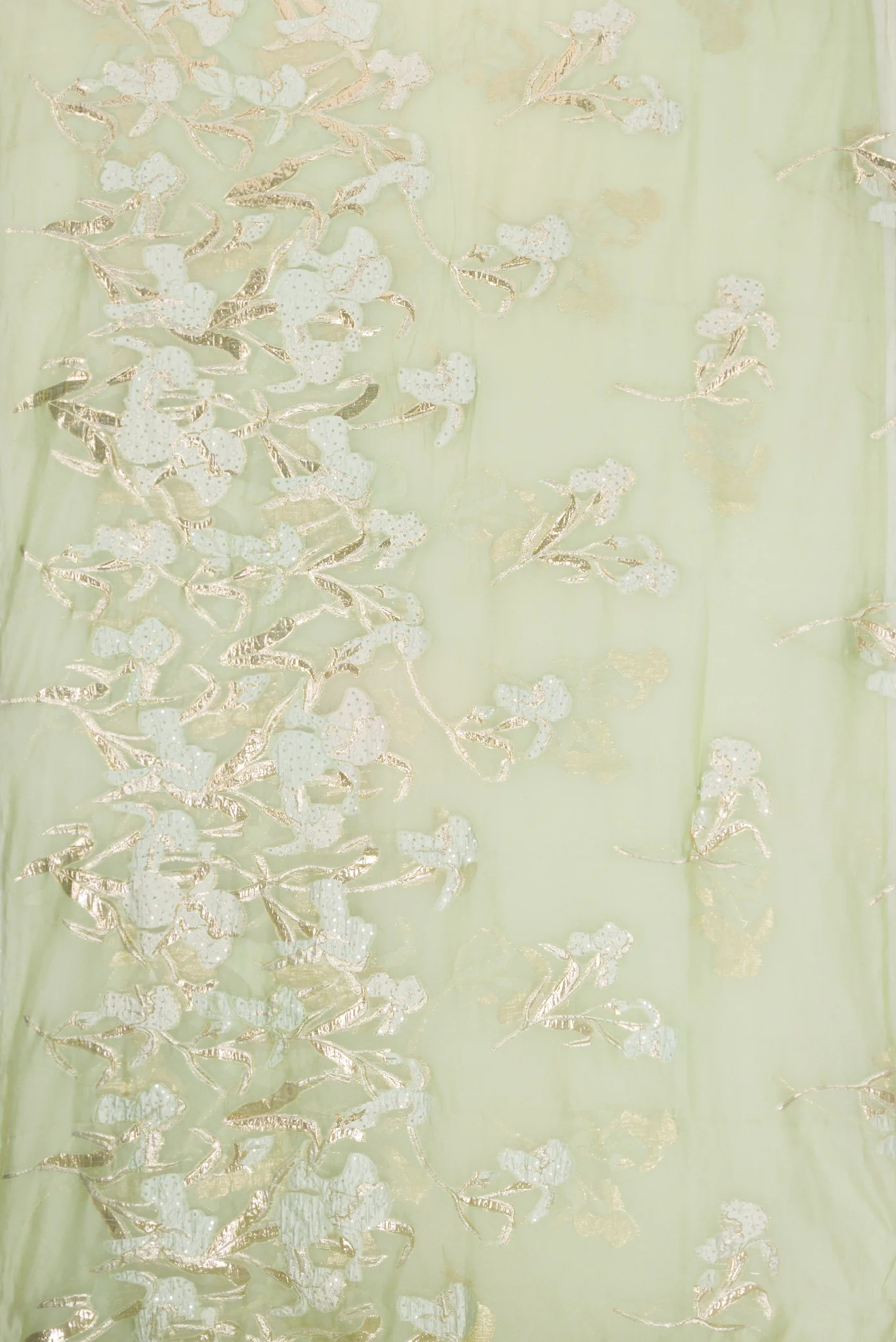 Light Green Organza Silk Saree - Image 7