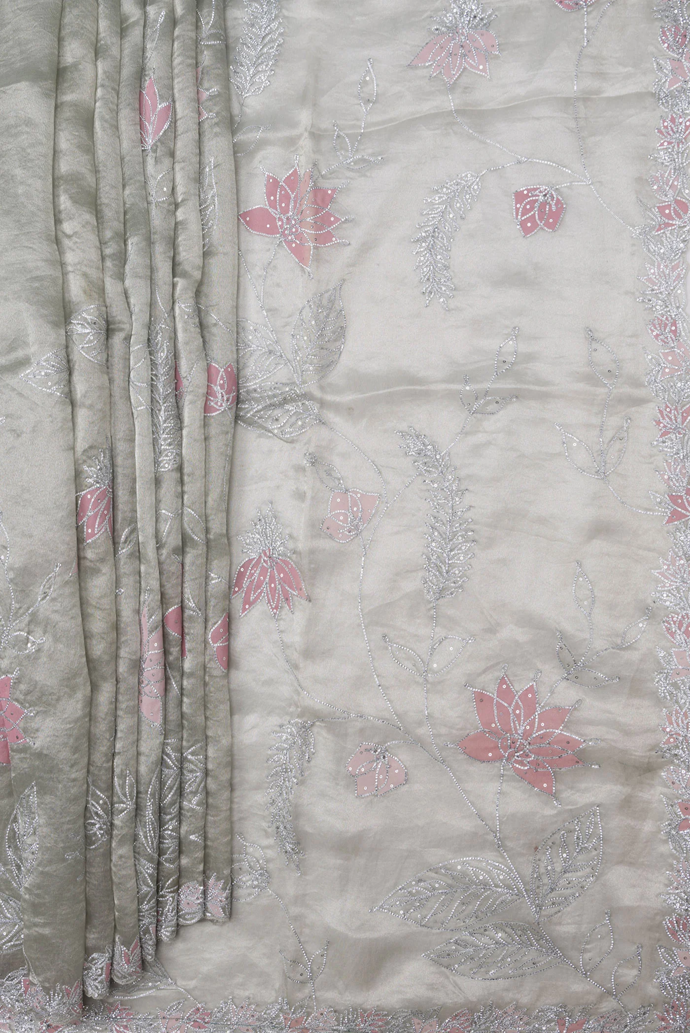 Grey Organza Silk Saree - Image 4