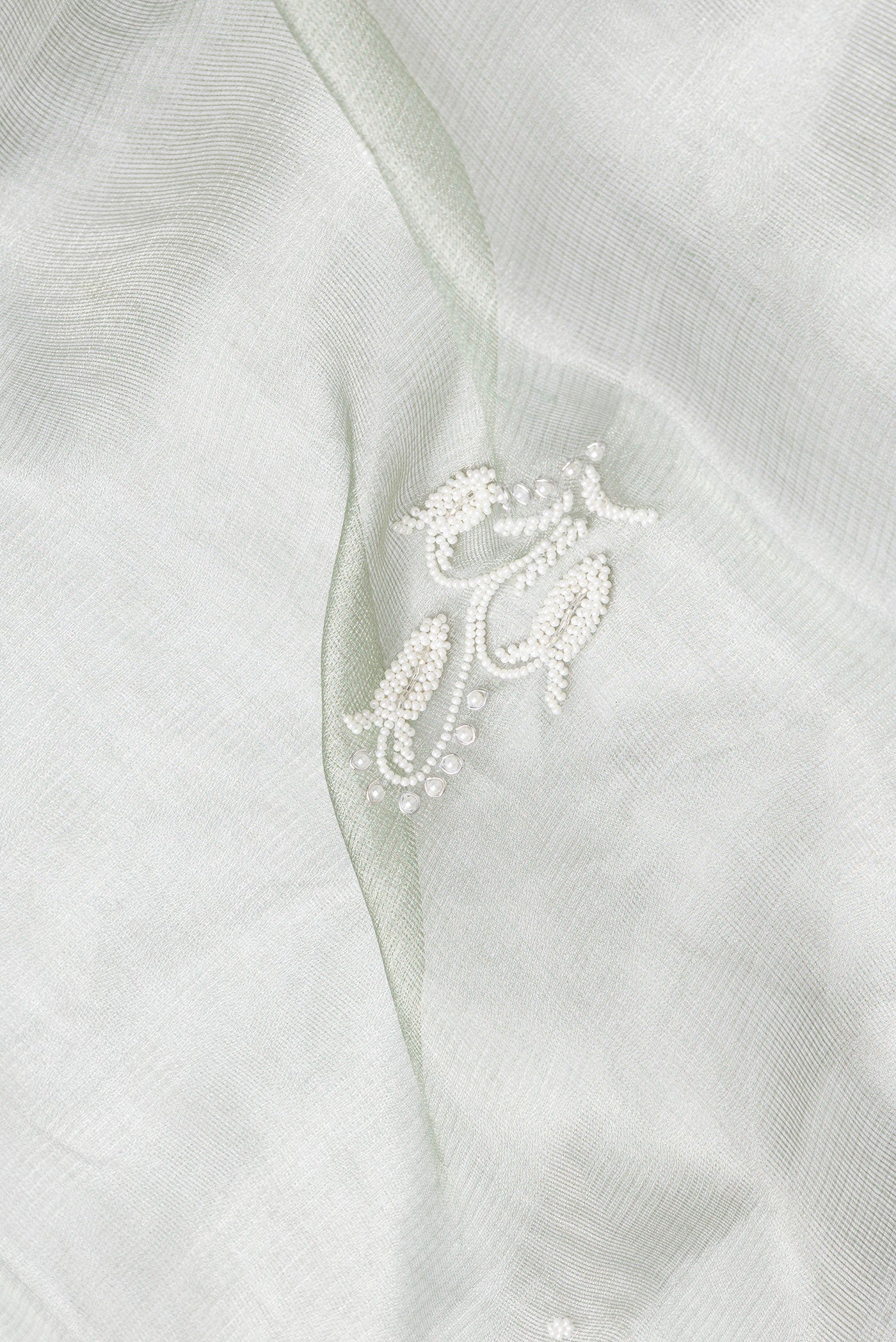 Sage Green Dual Tone Organza Silk Saree - Image 2