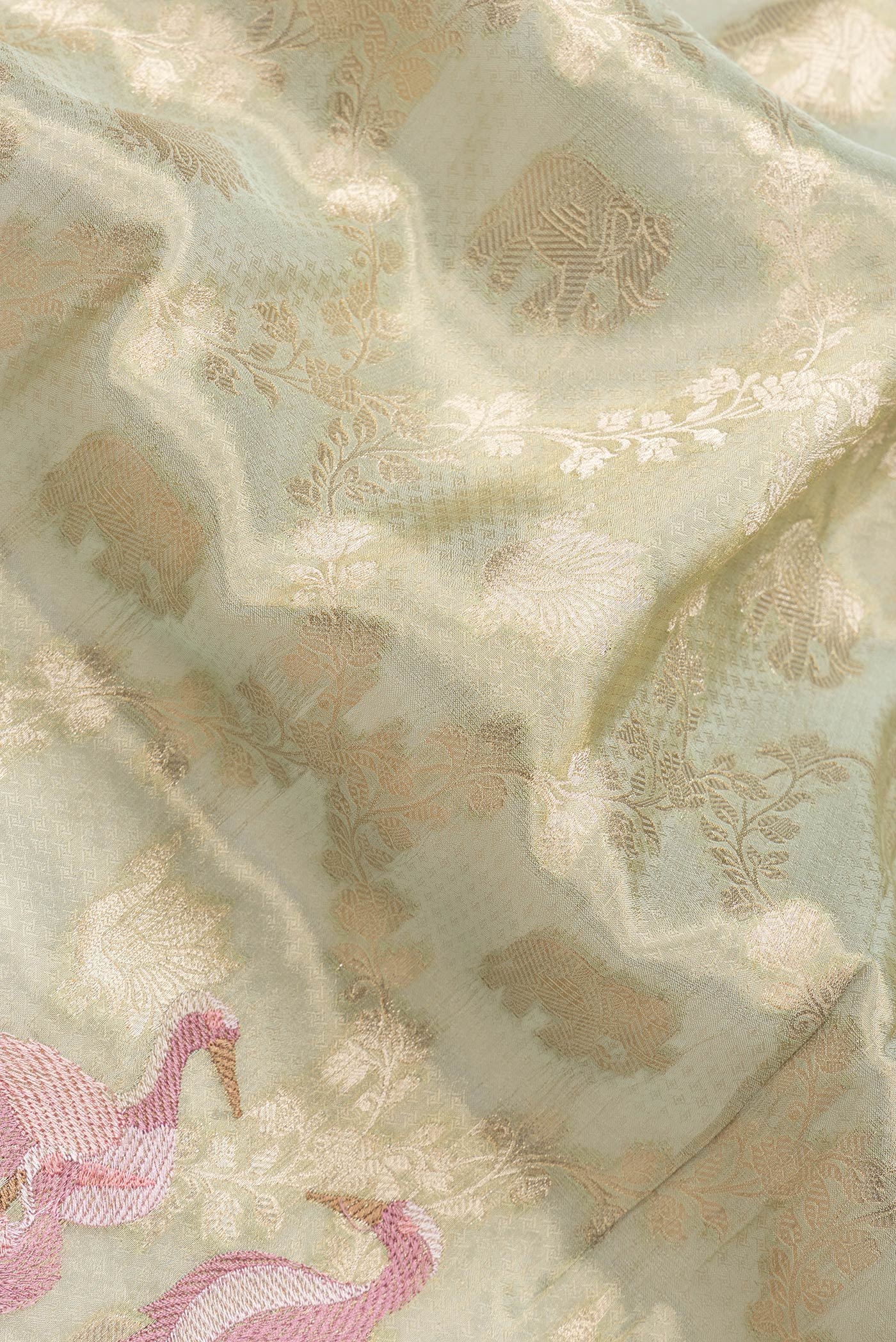 Pista Green Dual Tone Organza Silk Saree - Image 2