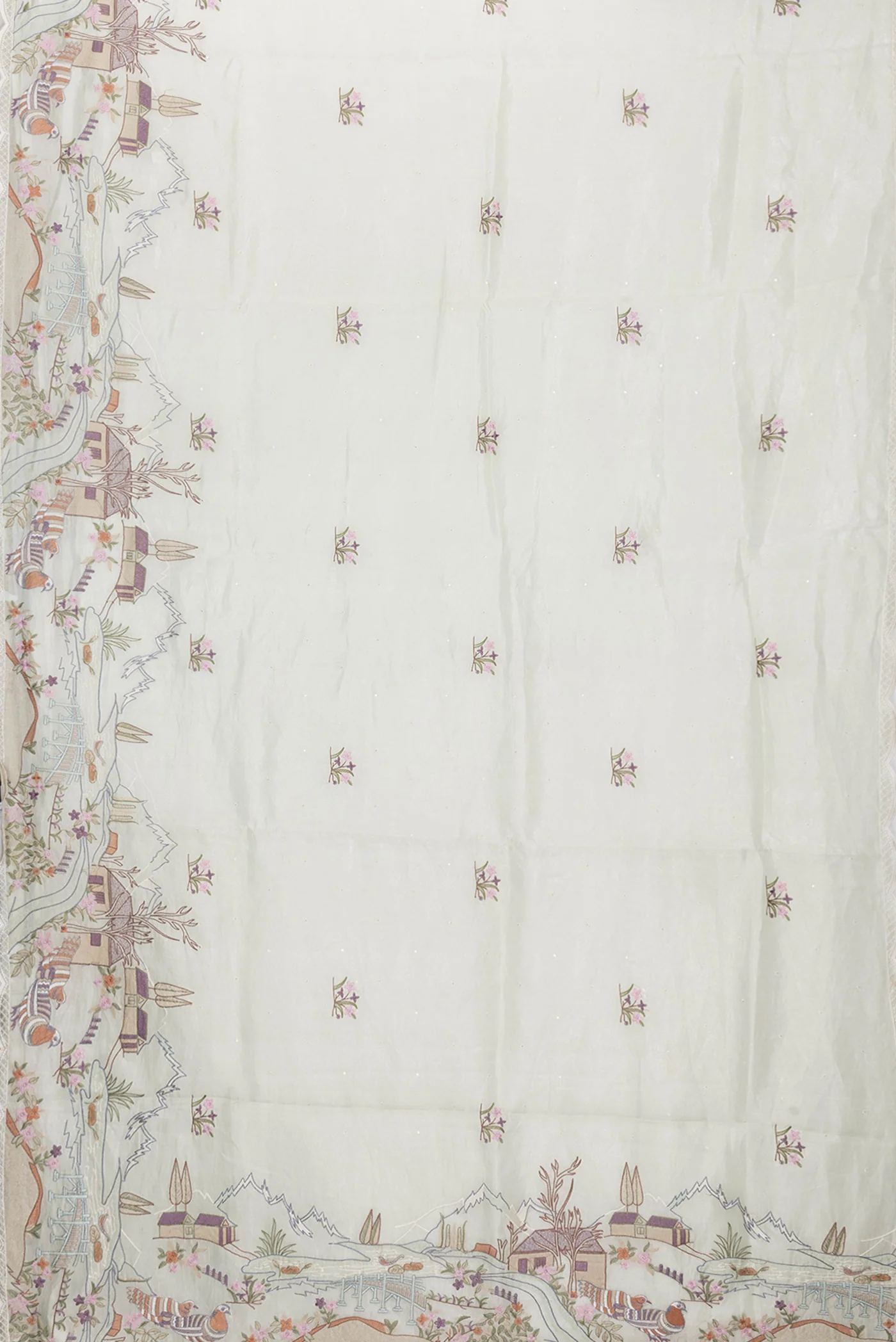 Light Green Dual Tone Organza Silk Saree - Image 6