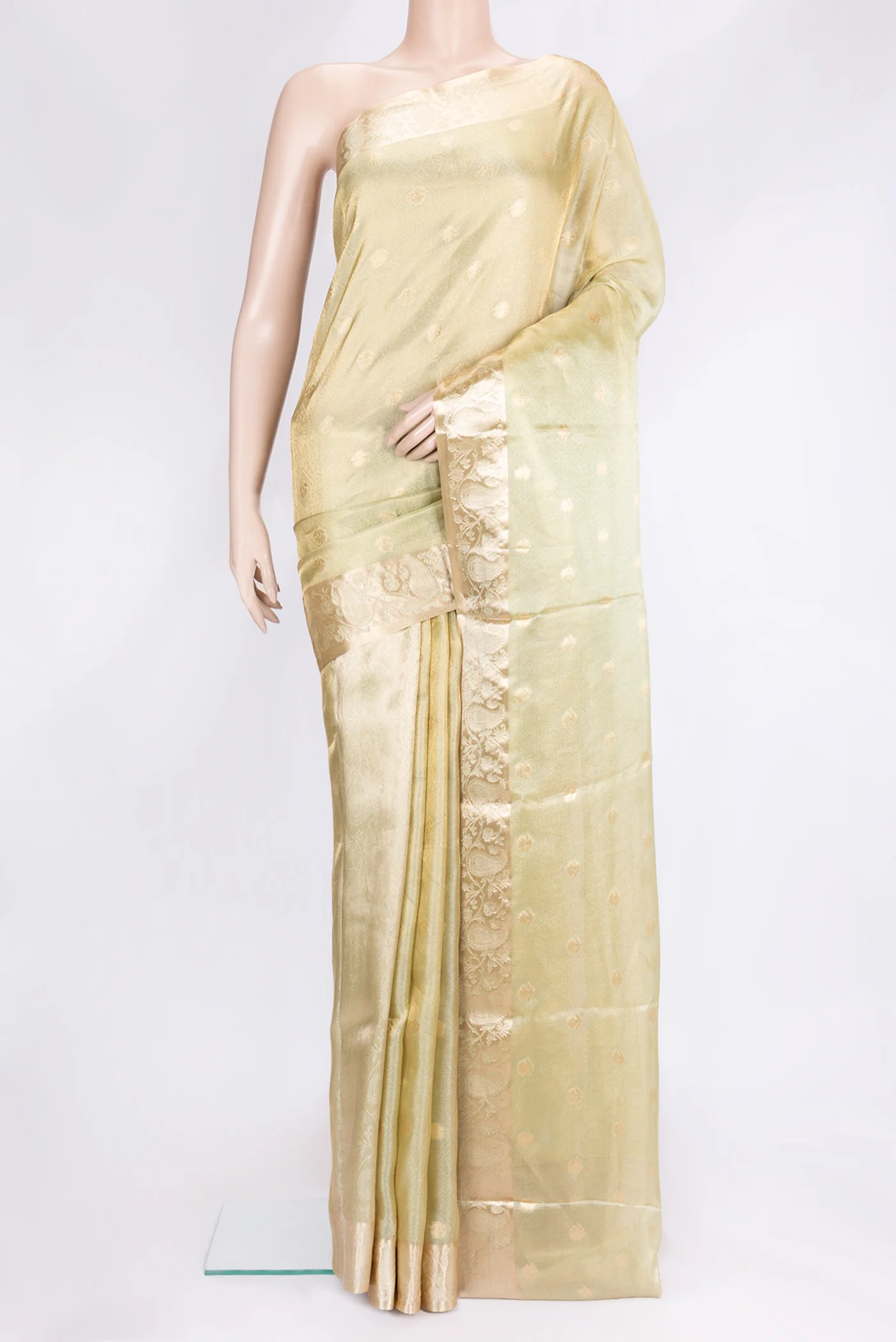 Pista Green Organza Silk Saree