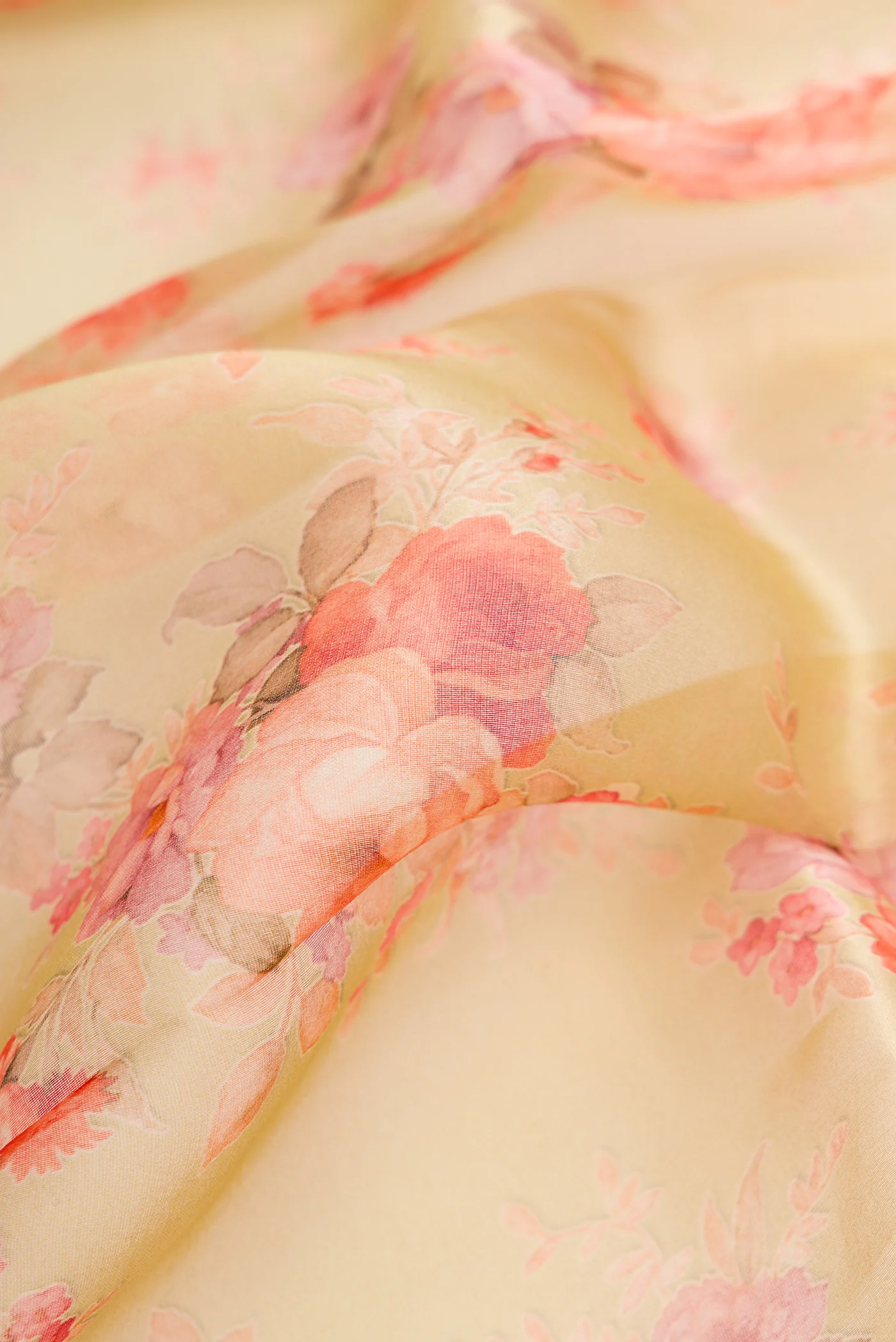 Beige Organza Silk Saree - Image 2