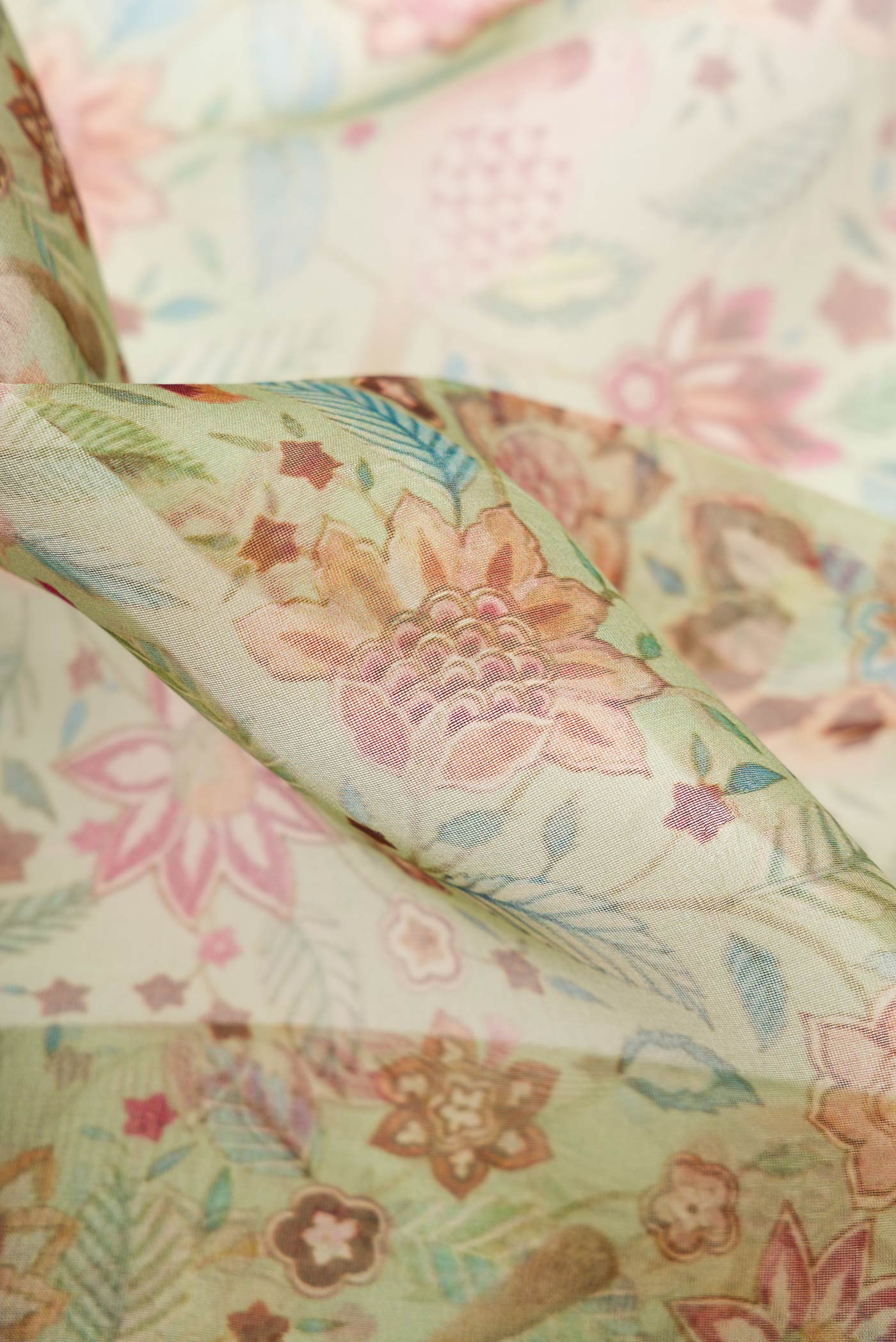 Sage Green Organza Silk Saree - Image 2