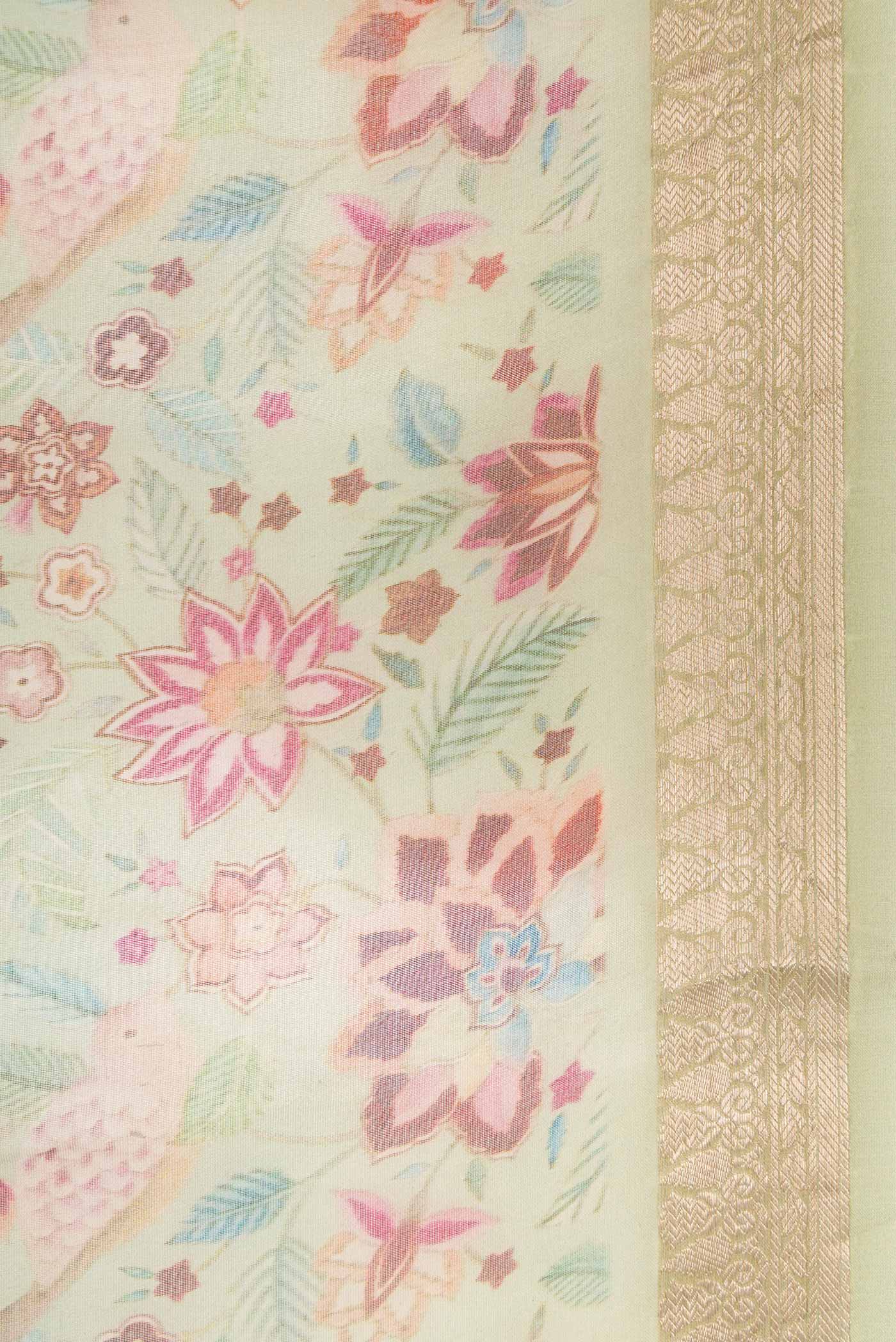 Sage Green Organza Silk Saree - Image 3