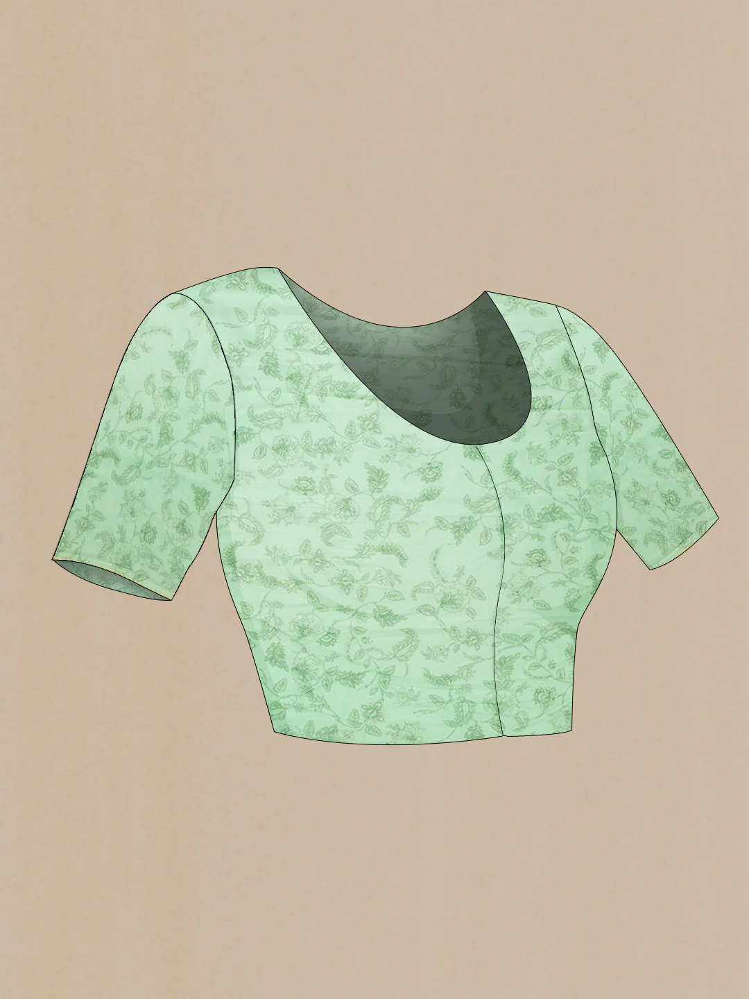 Mint Green Organza Silk Saree - Image 4