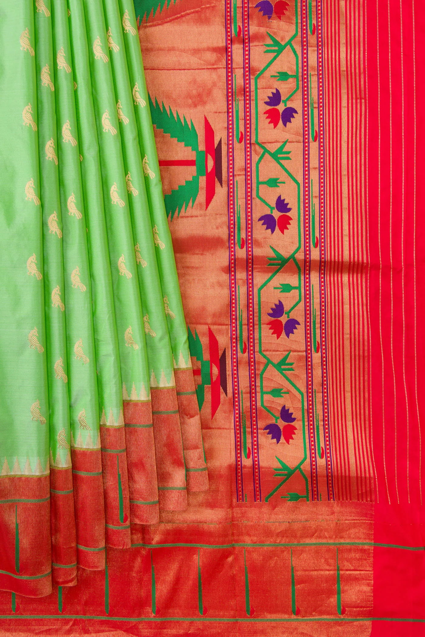 Pista Green Paithani Silk Saree - Image 4